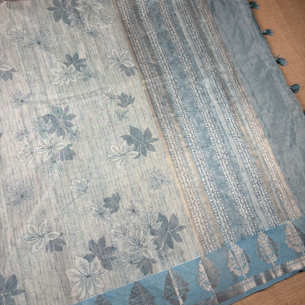Blue Banarasi Katan Tissue Silk Saree
