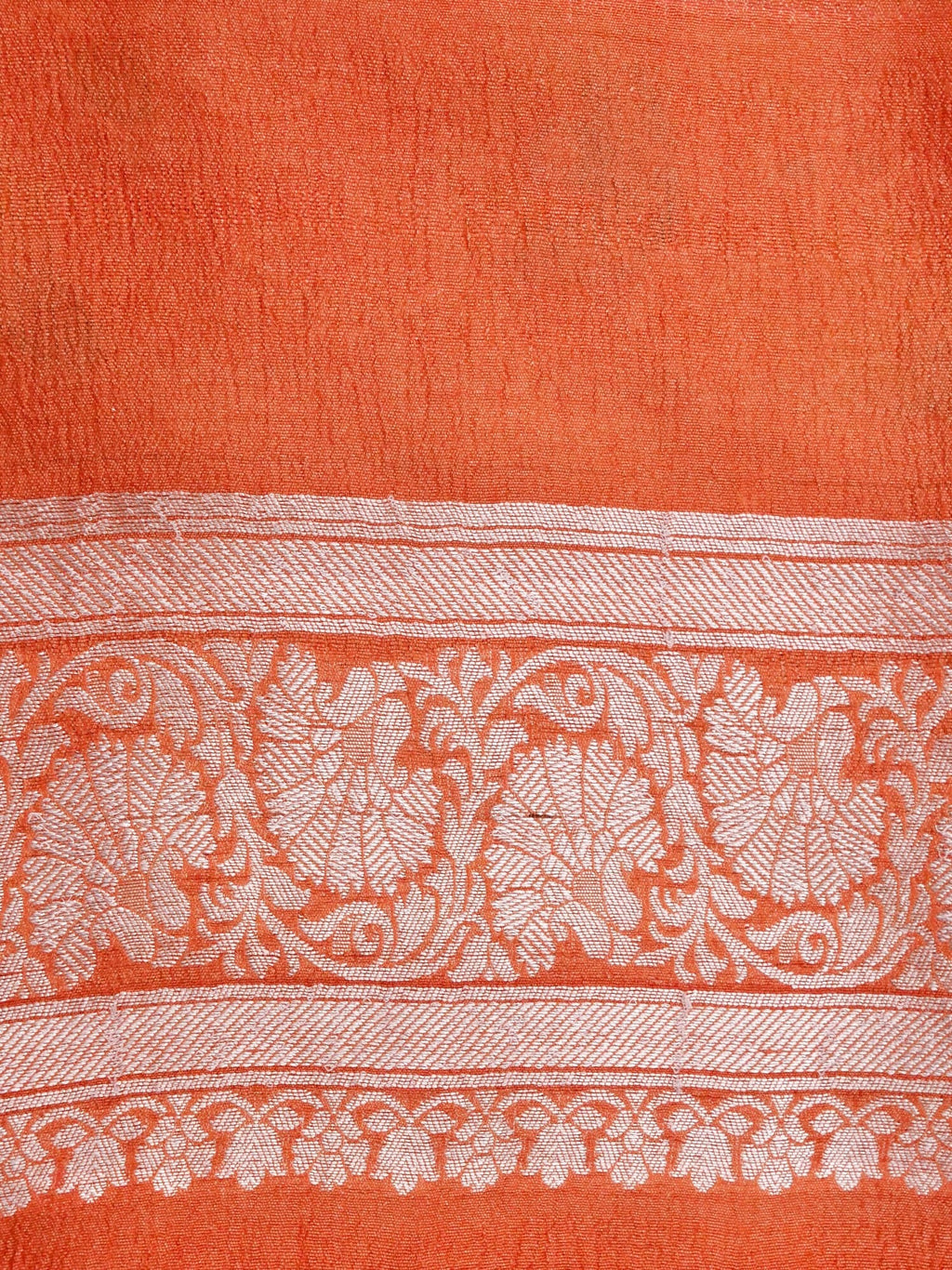 Handwoven Orange Banarasi Tussar Silk Saree
