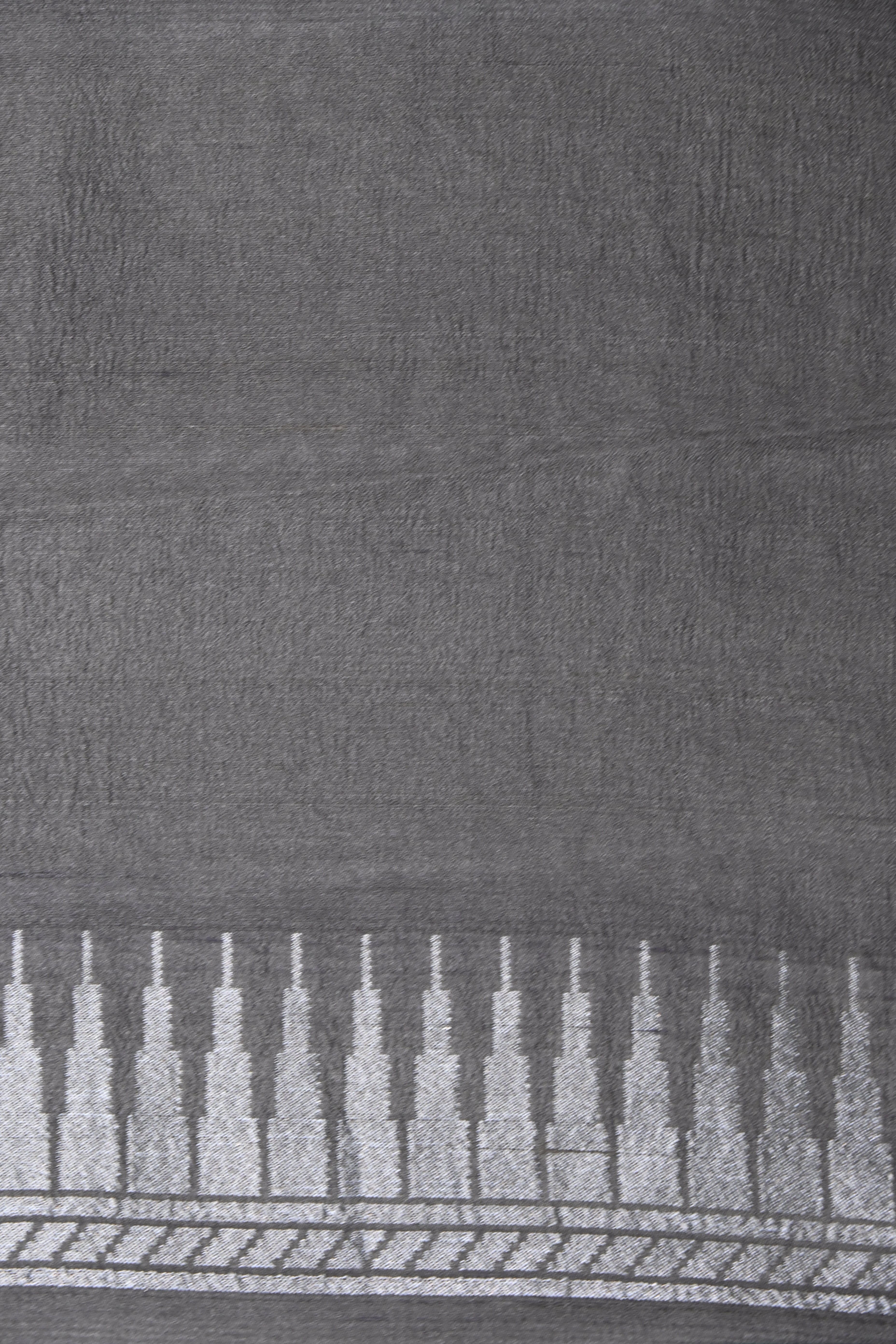 Grey Pure Banarasi Tussar Georgette Silk Saree