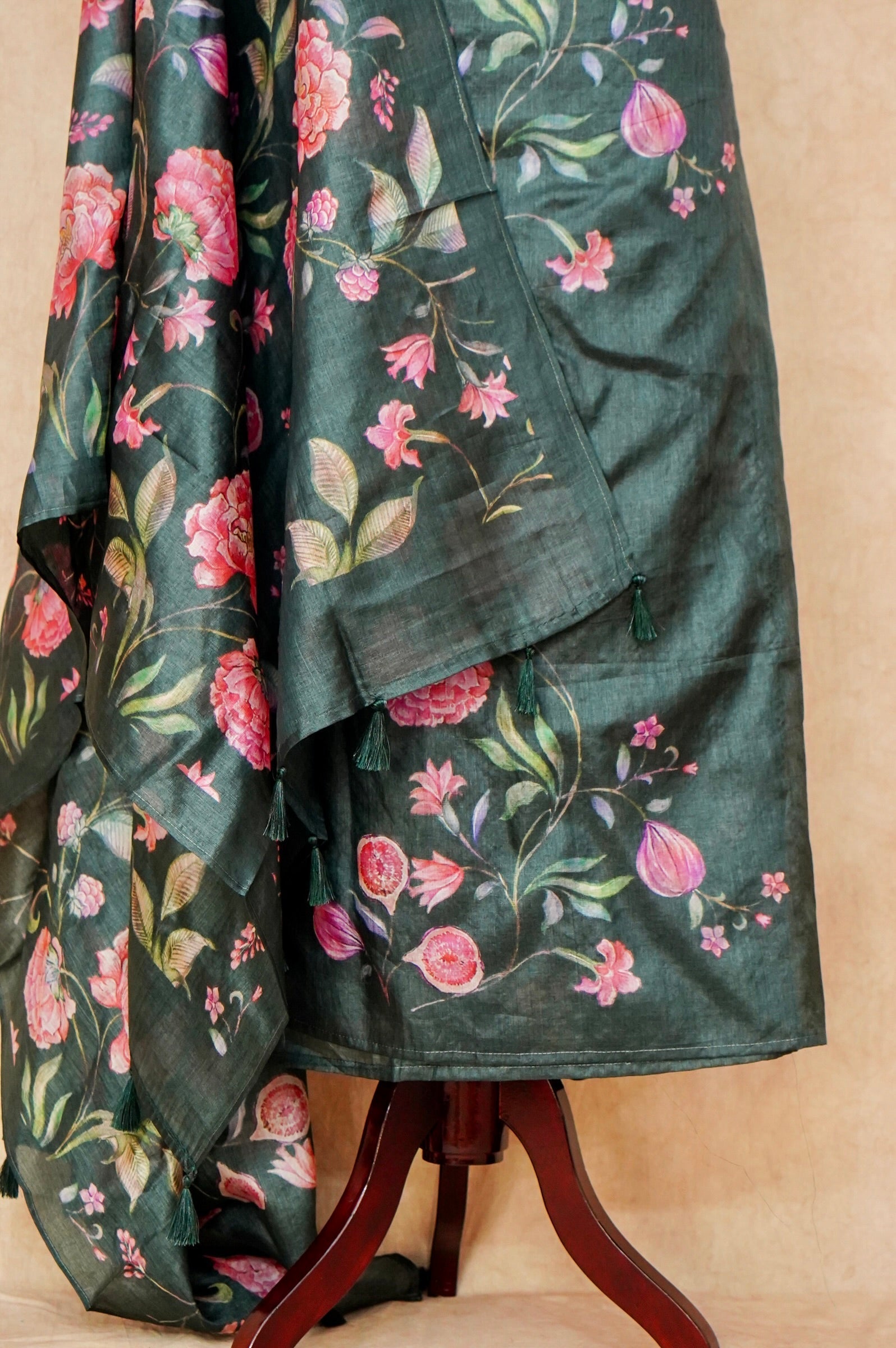 Handwoven Dark Green Banarasi Tussar Silk Suit
