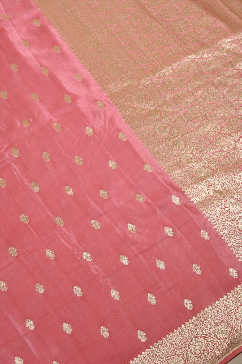 Pink Pure Banarasi Satin Mashru Silk Saree