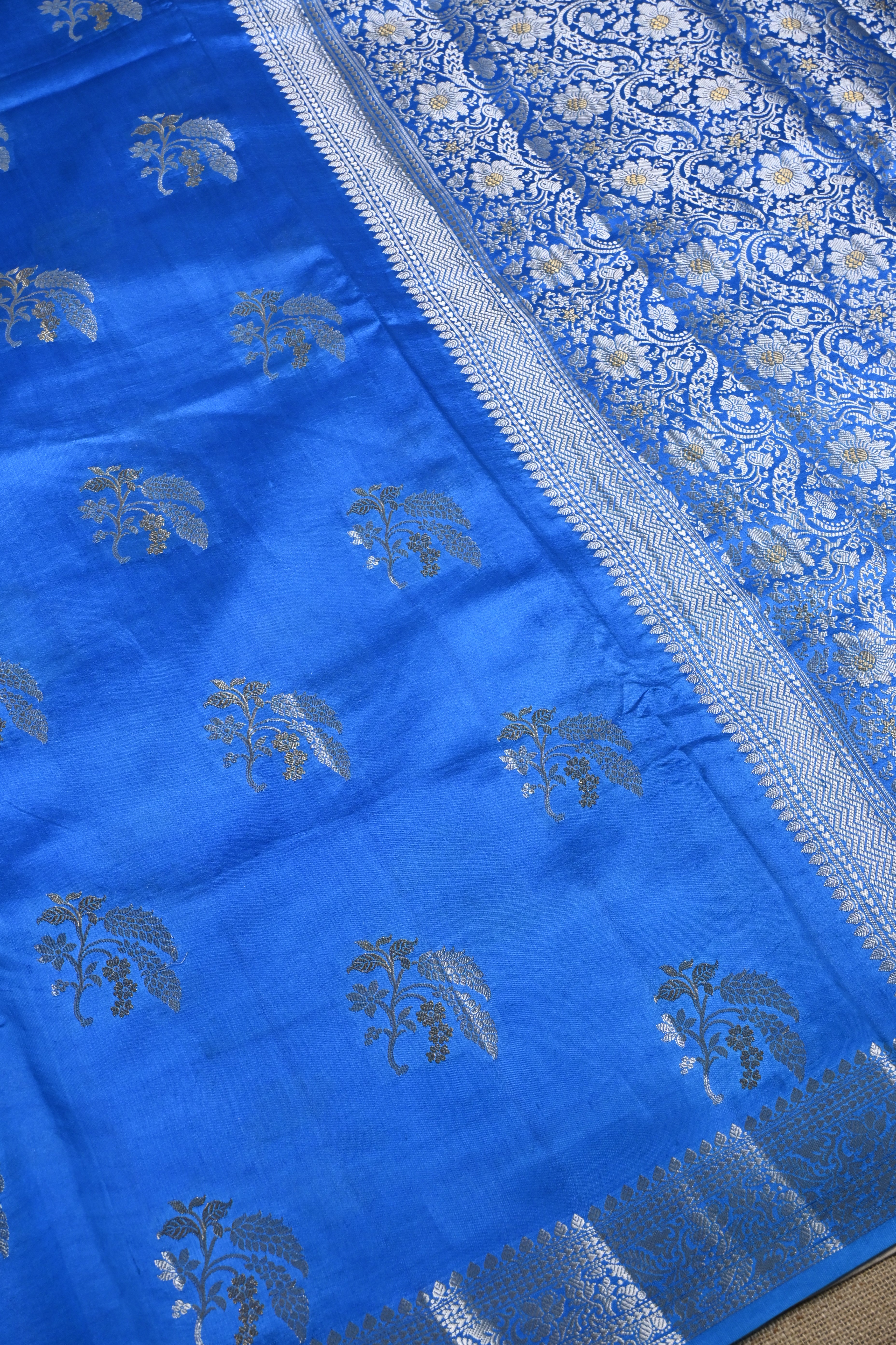 Blue Pure Banarasi Katan Silk Saree
