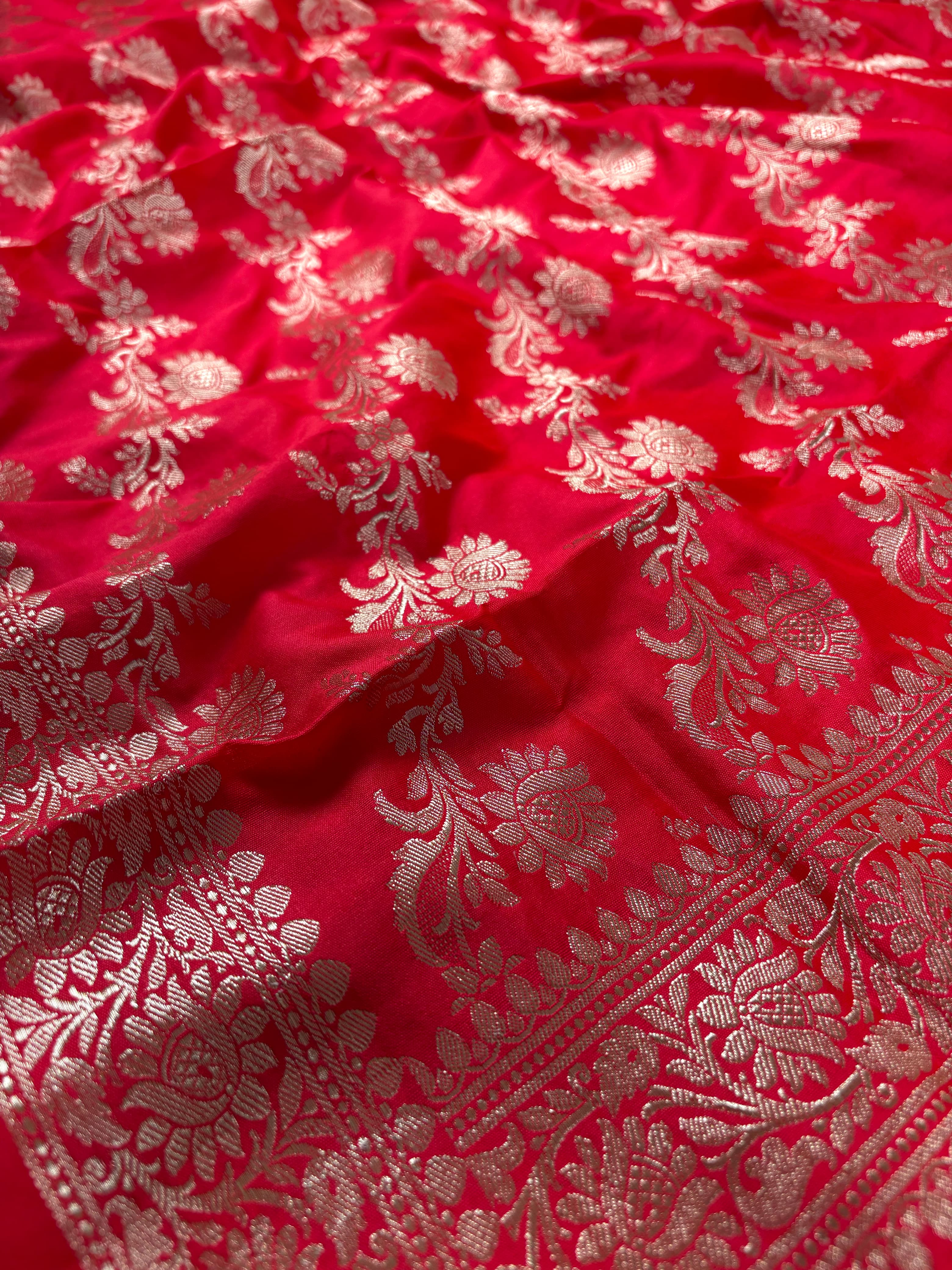 Orange Banarasi Pure Katan Silk Suit