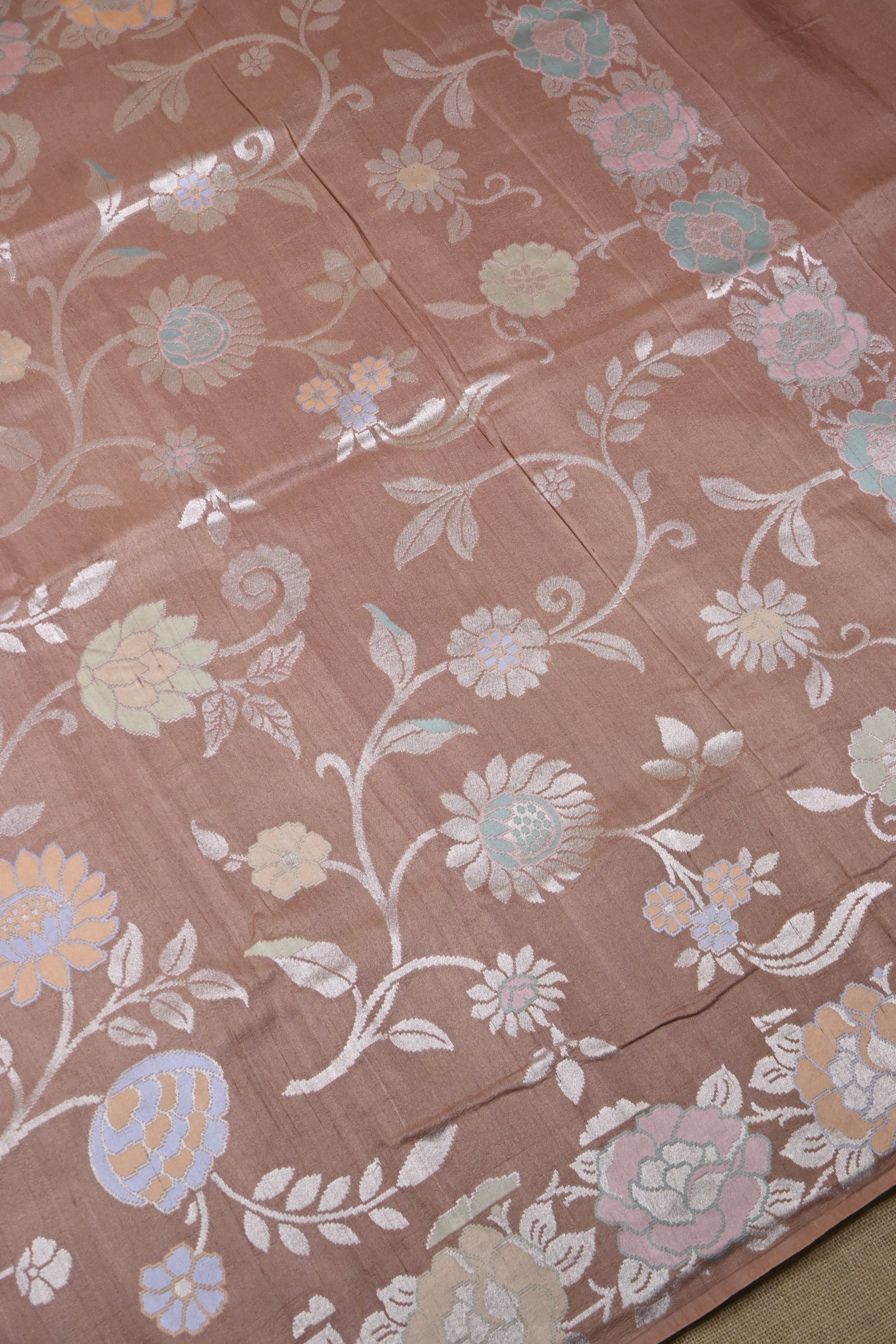 Chocolate Brown Pure Banarasi Tussar Georgette Silk Saree