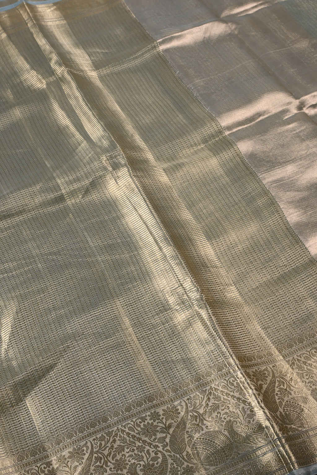 Baby Sea Green Pure Banarasi Molten Tissue Silk Saree