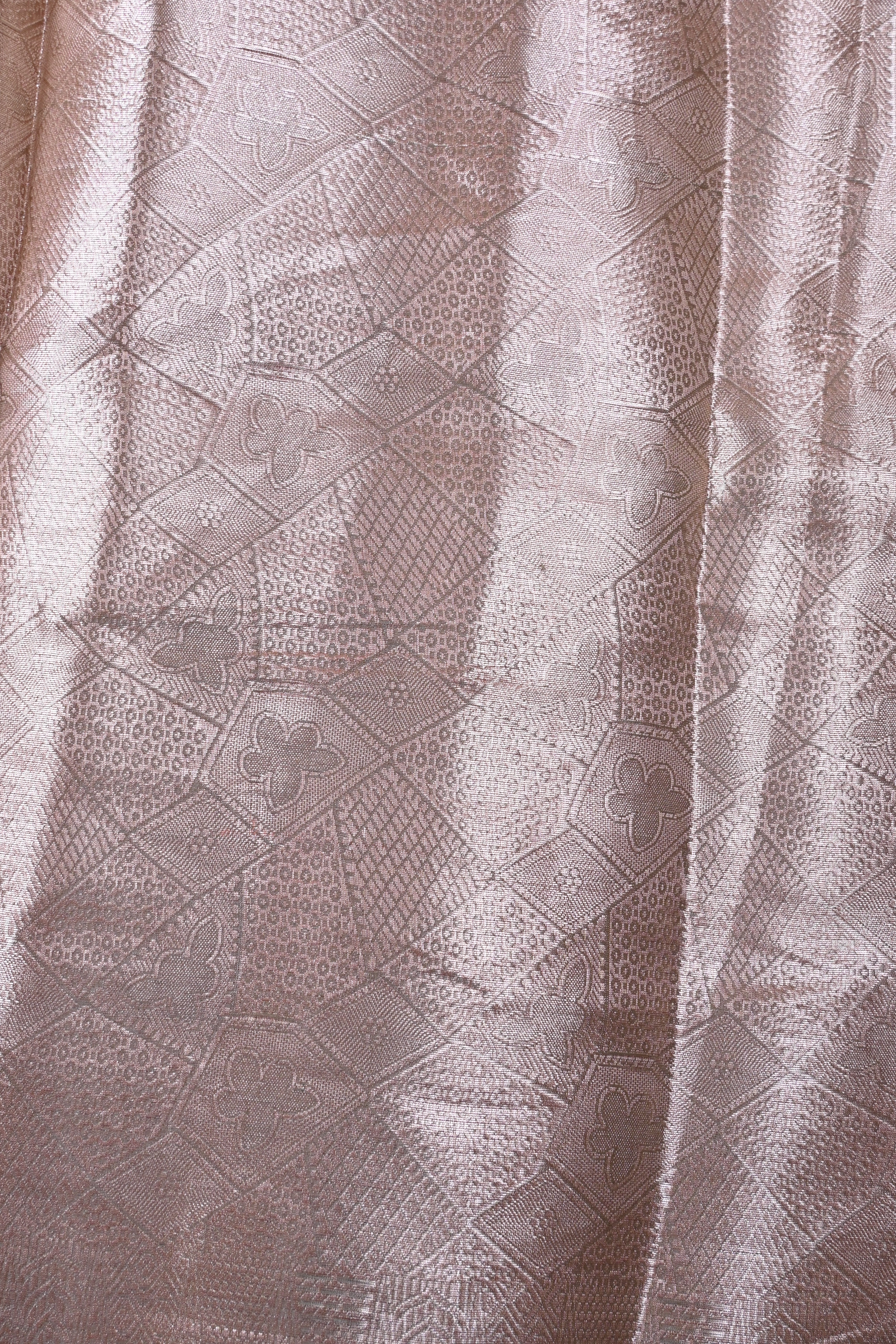 Baby Peach Pure Banarasi Molten Tissue Silk Saree