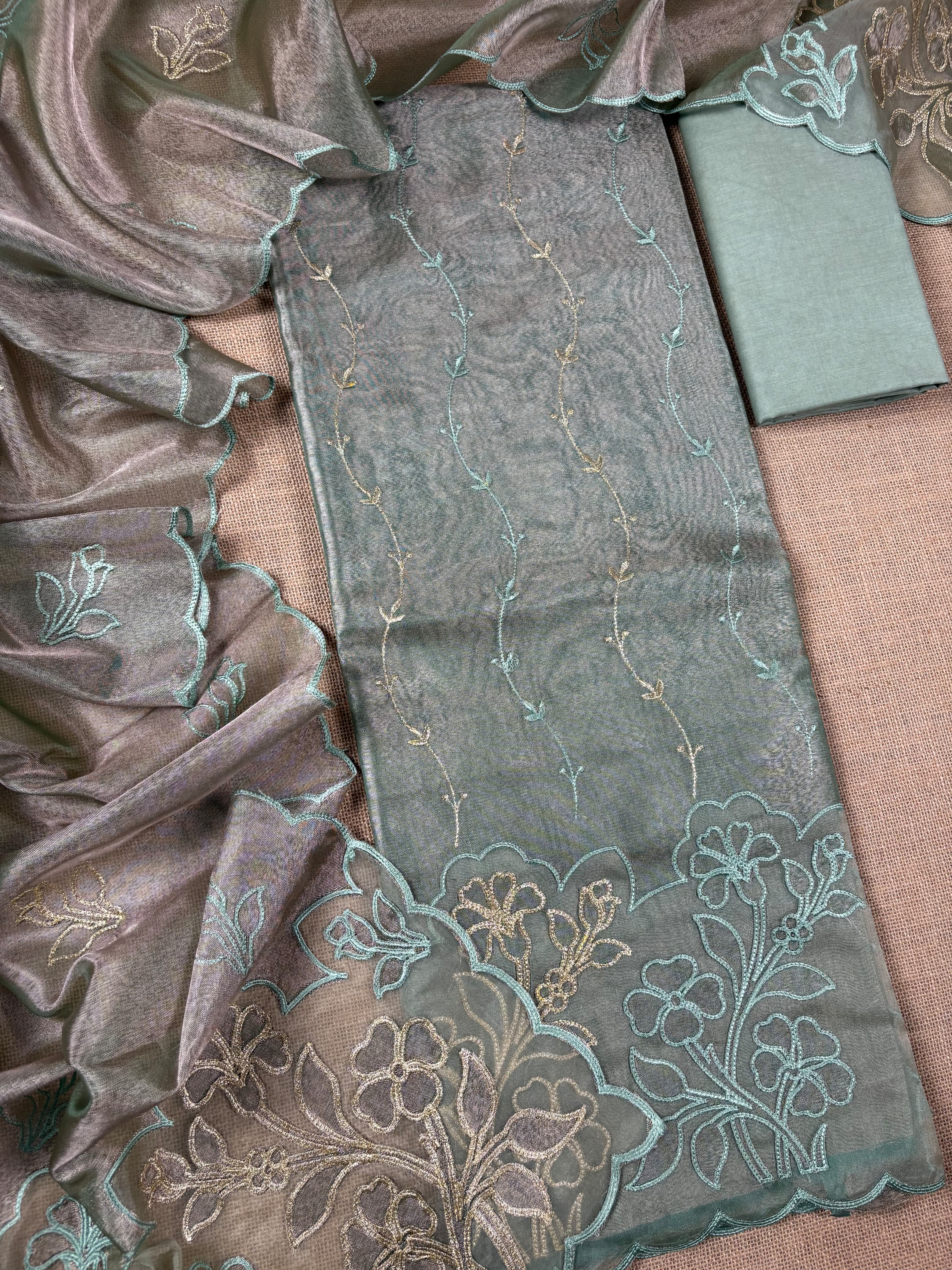 Blue Banarasi Soft Tissue Silk Suit