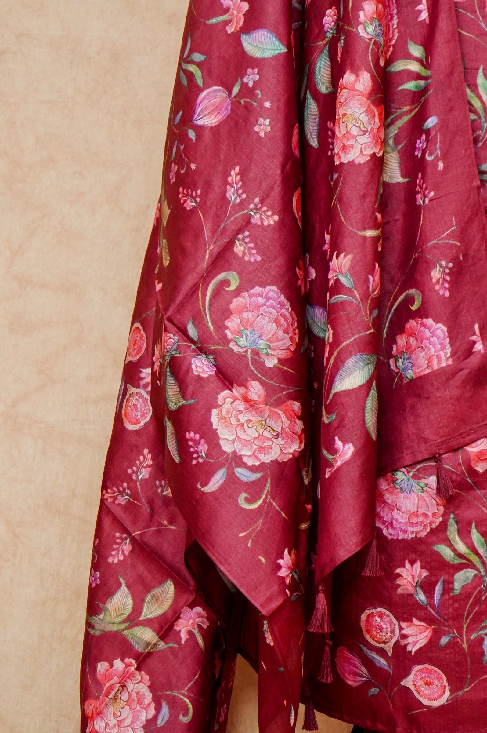 Handwoven Maroon Banarasi Tussar Silk Suit