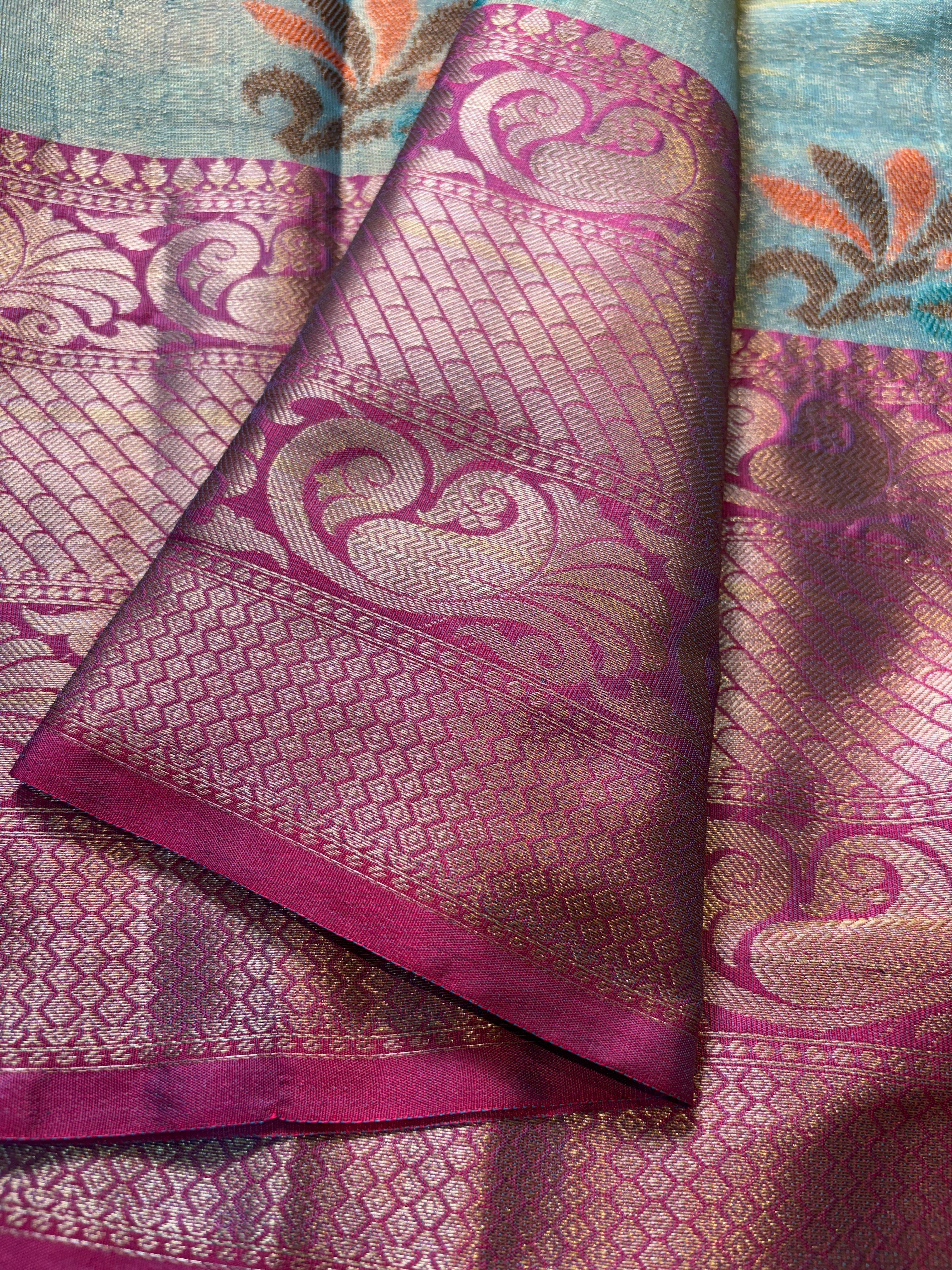 Contrast Banarasi Fancy Tissue Meena Saree