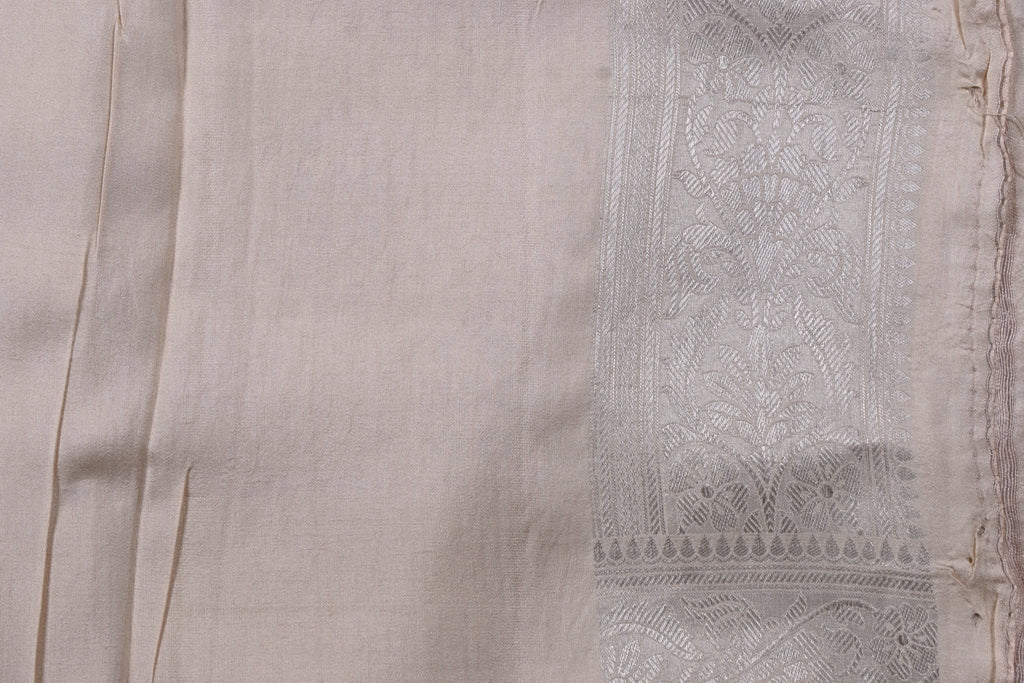 Light Beige Pure Banarasi Katan Tissue Silk Saree