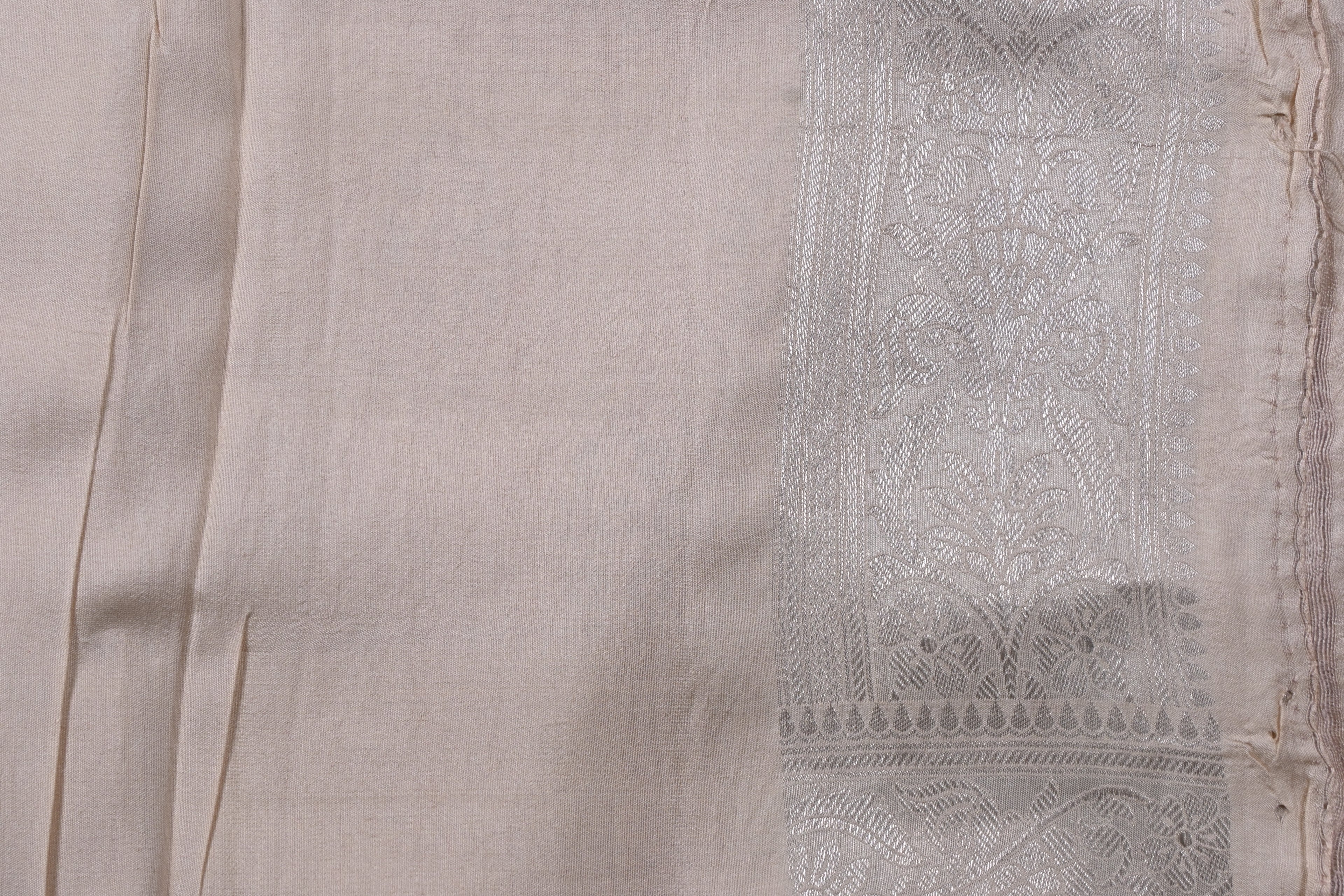 Light Beige Pure Banarasi Katan Tissue Silk Saree
