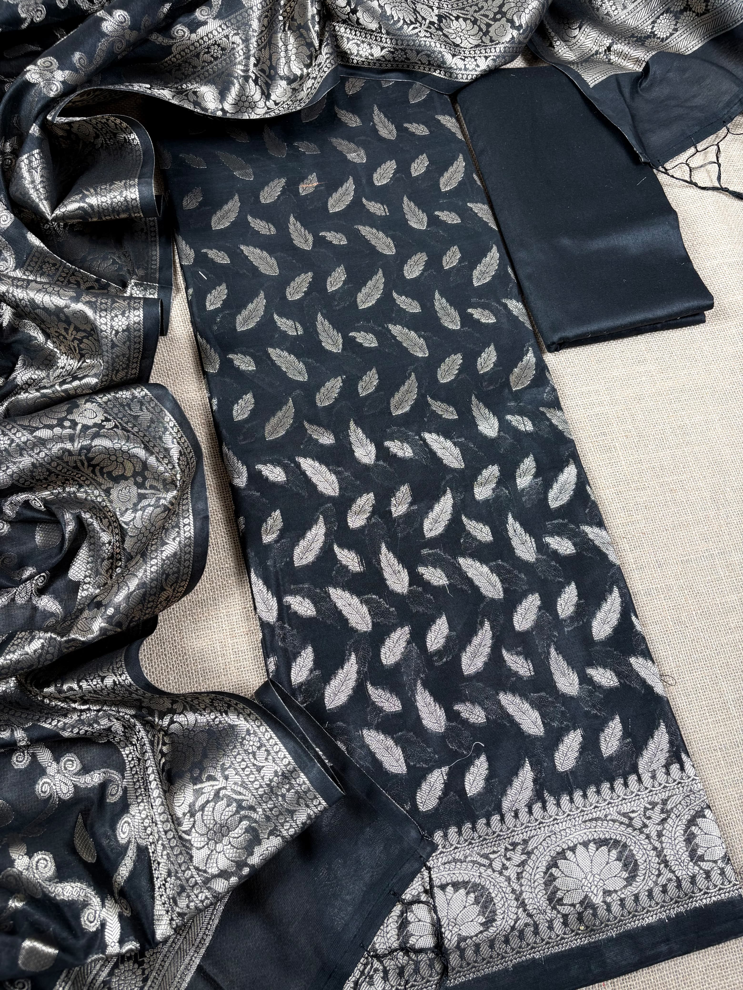 Black Banarasi Cotton Chanderi Suit