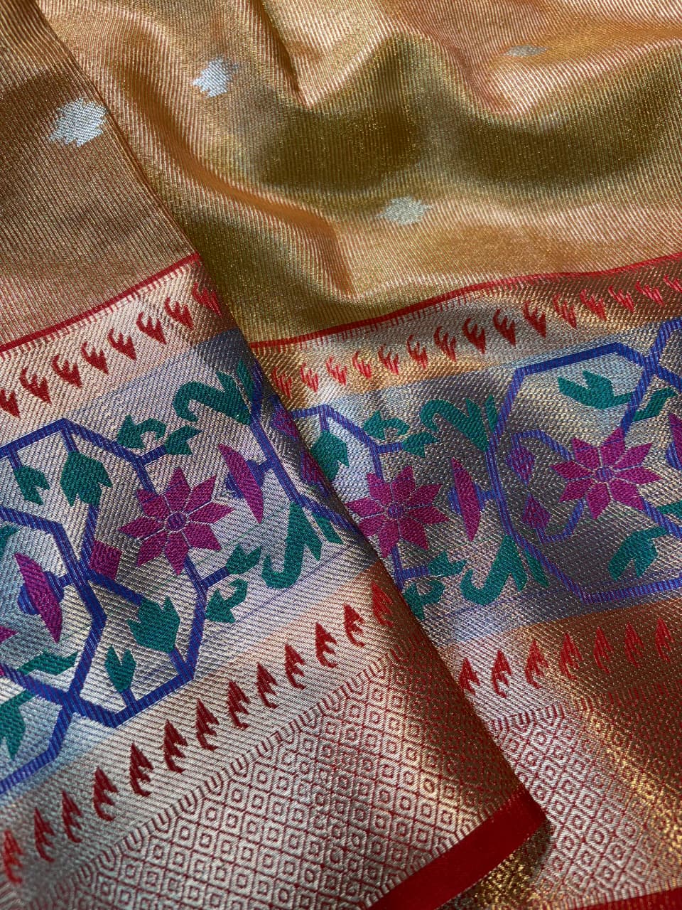 Contrast Banarasi Tissue Meena Saree