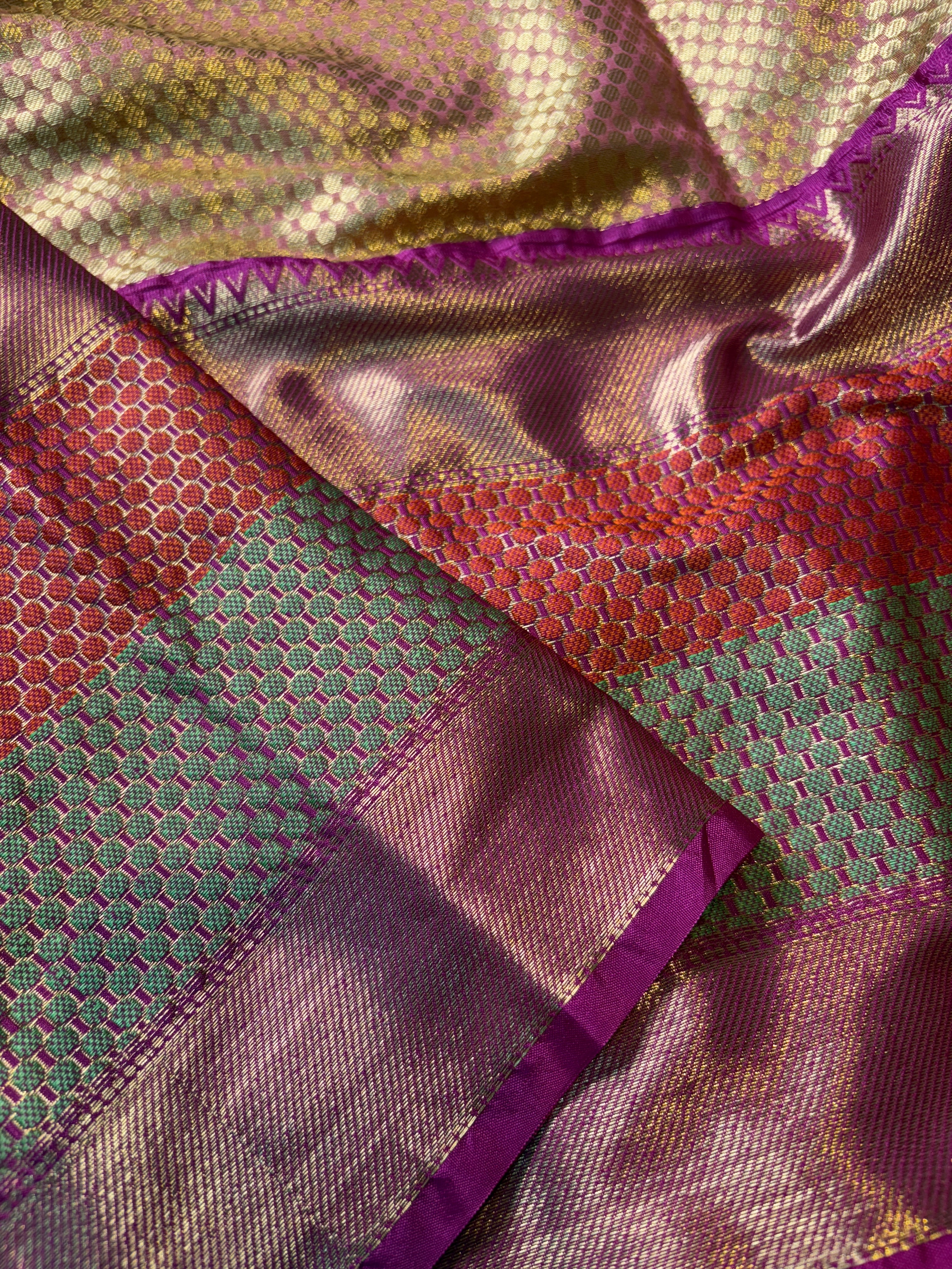 Contrast Banarasi Fancy Katan Brocade Meena  Silk Saree