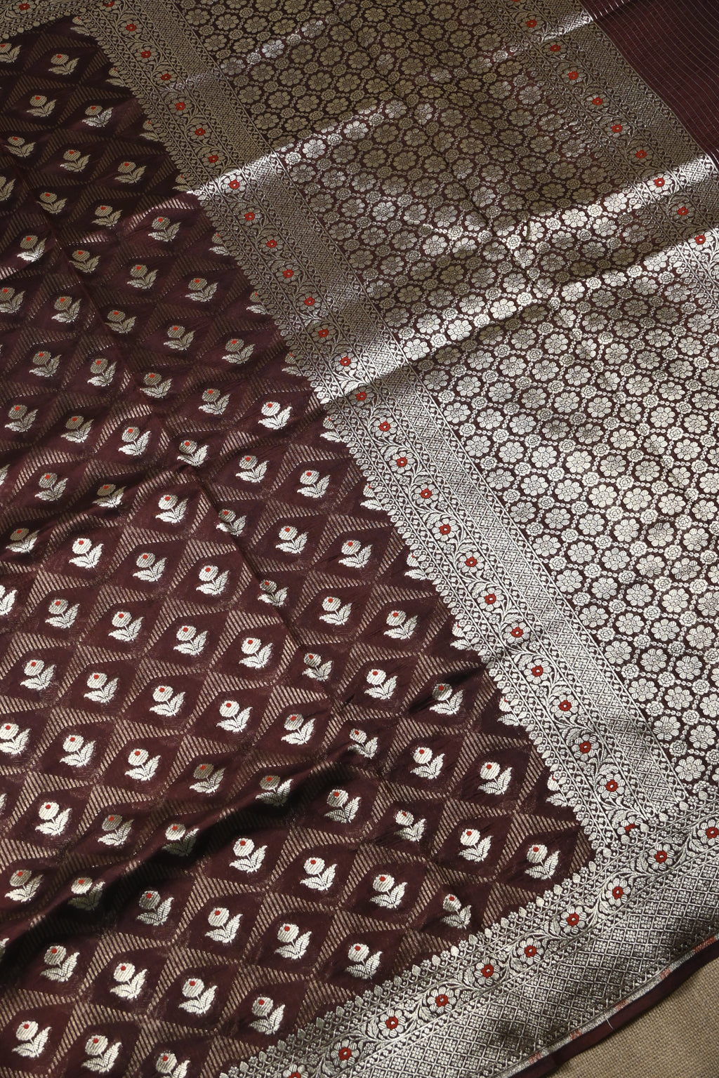 Brown Pure Banarasi Katan Silk Saree