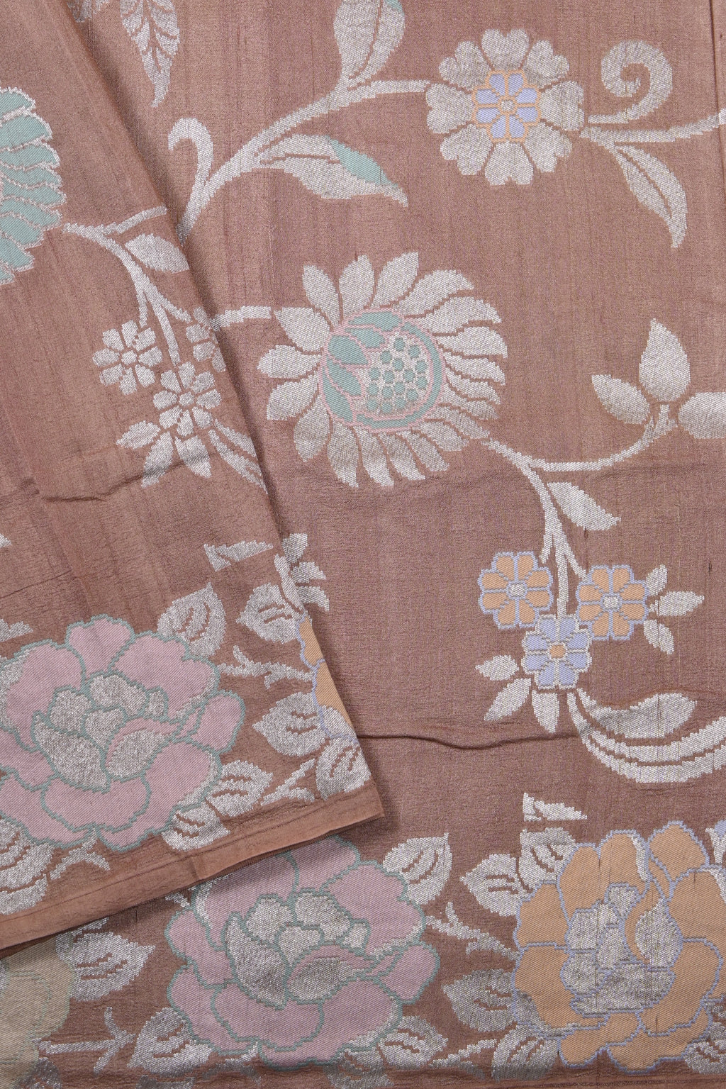 Chocolate Brown Pure Banarasi Tussar Georgette Silk Saree