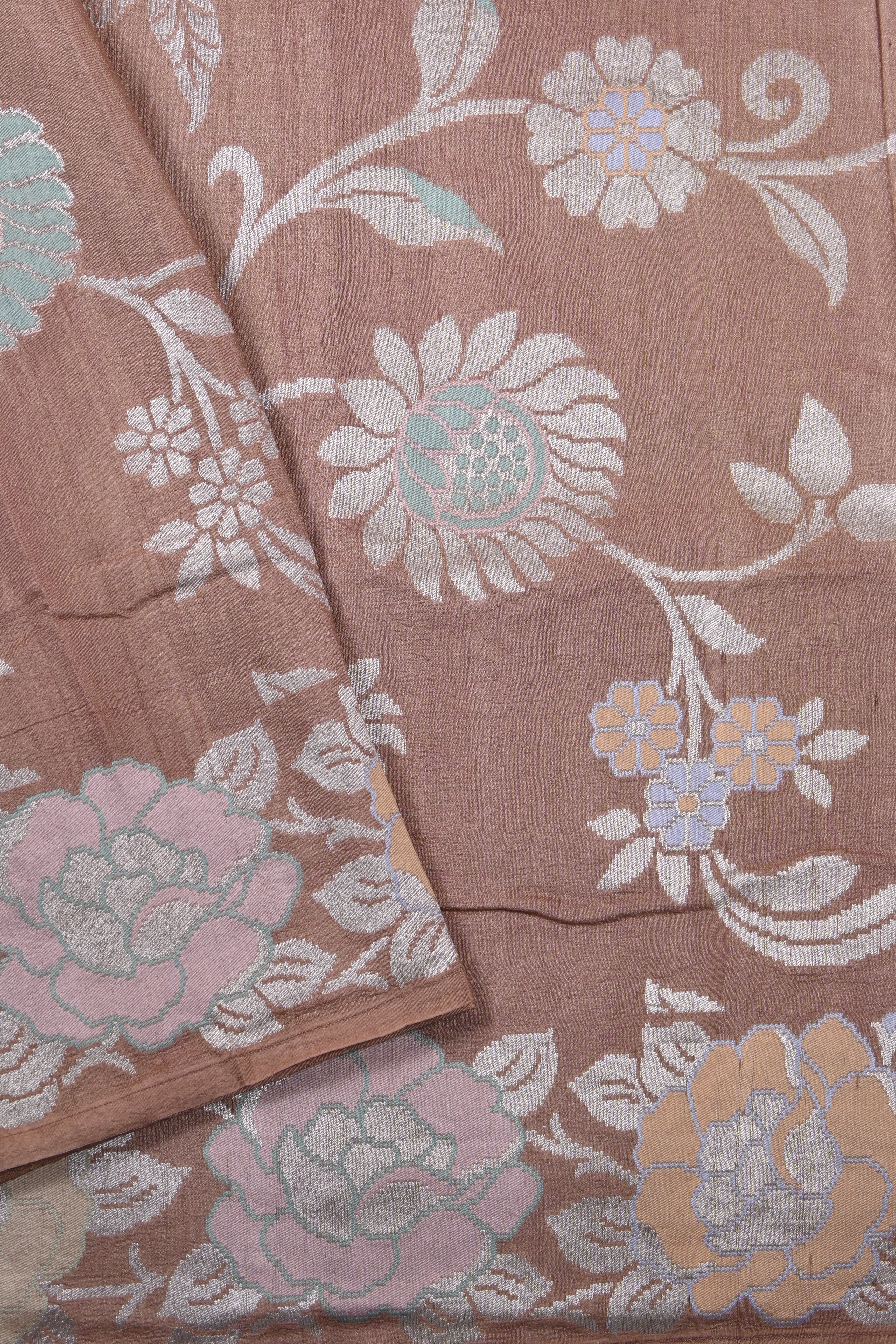 Chocolate Brown Pure Banarasi Tussar Georgette Silk Saree