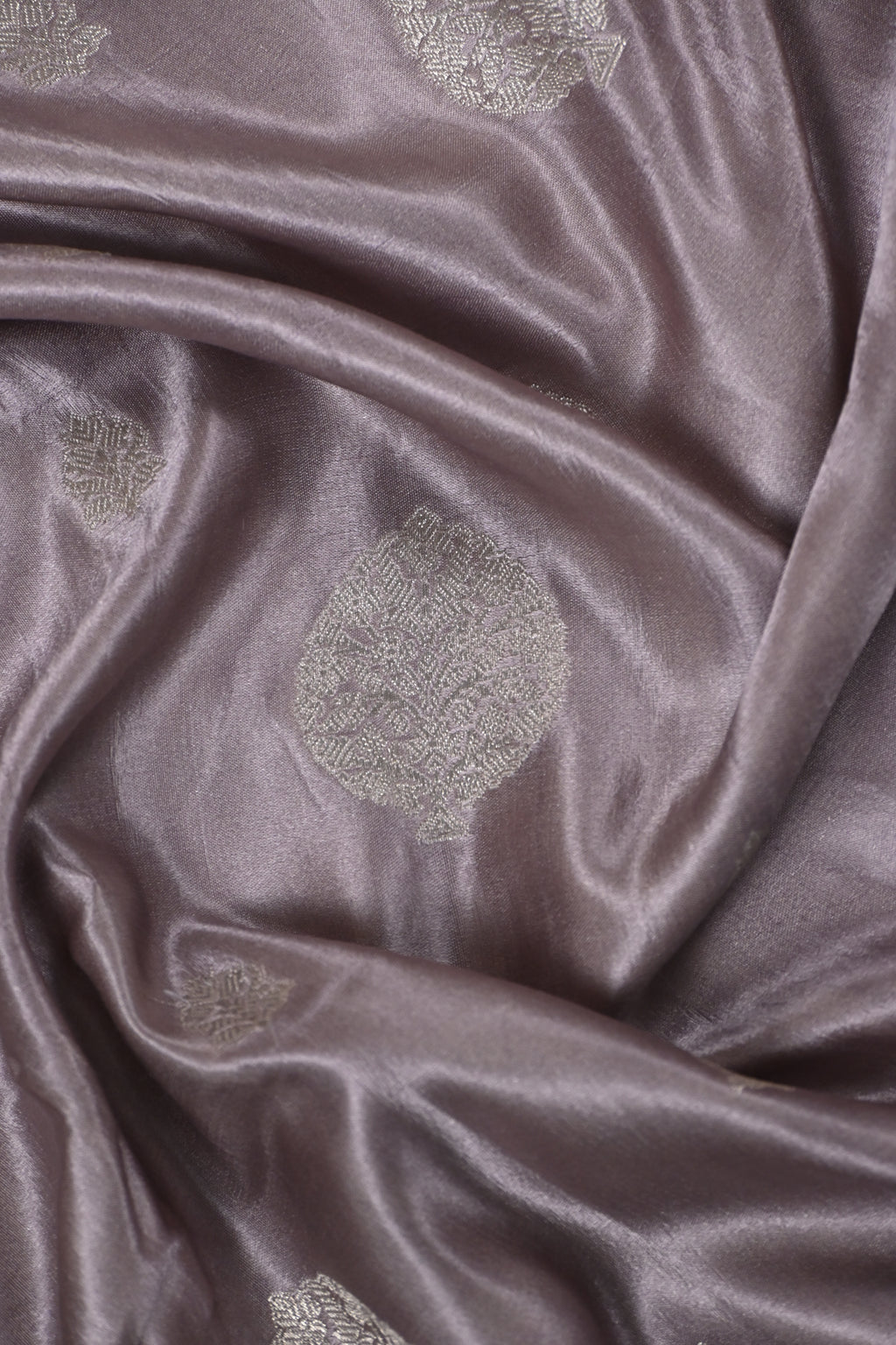 Dusty Lavender Pure Banarasi Satin Mashru Silk Saree