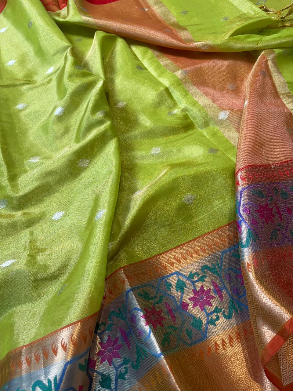 Contrast Banarasi Tissue Meena Saree