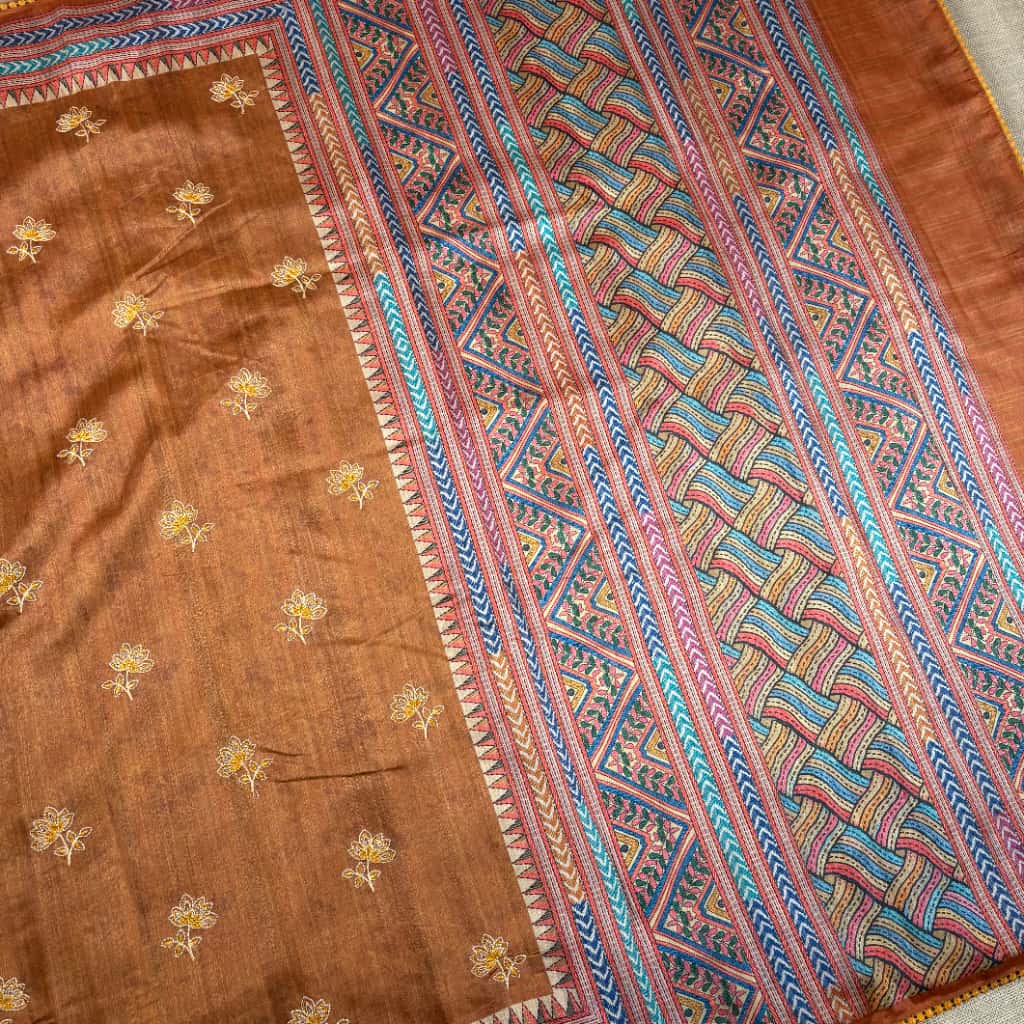 Chocolate Brown Banarasi Tussar Matka