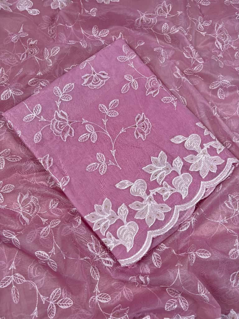 Pink Banarasi Softy Organza Silk Suit