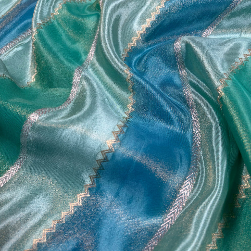 Shi Green Banarasi Rangkat Tissue Georgette Silk Saree