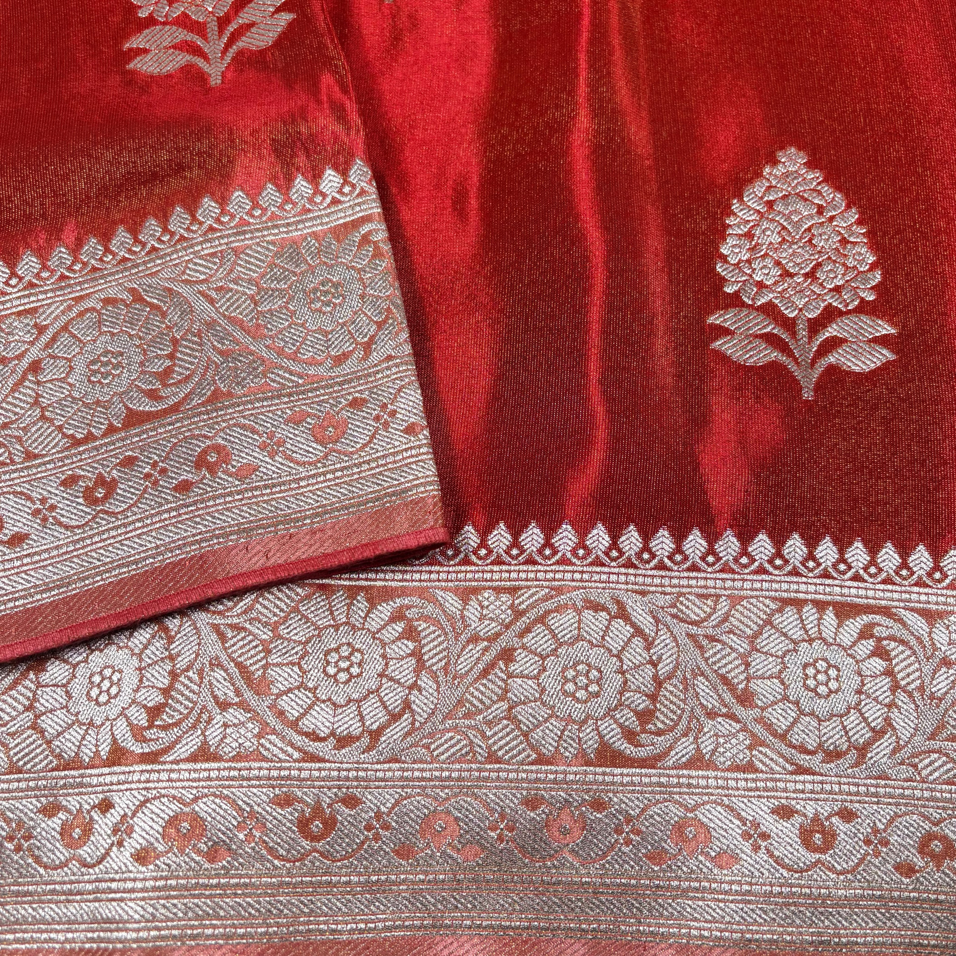 Red Banarasi Tissue Silk Saree