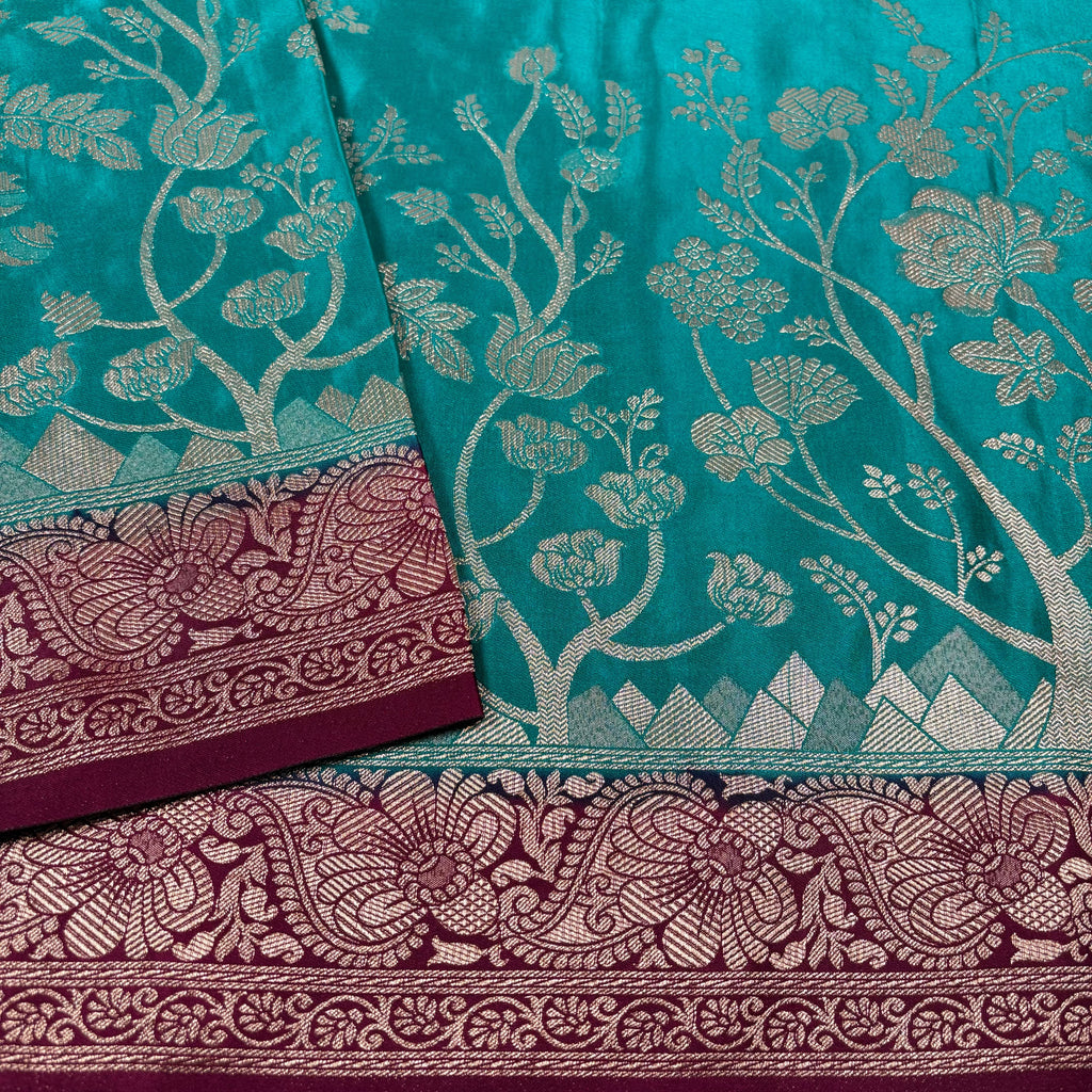 Sea Green Banarasi Mashru Silk Saree