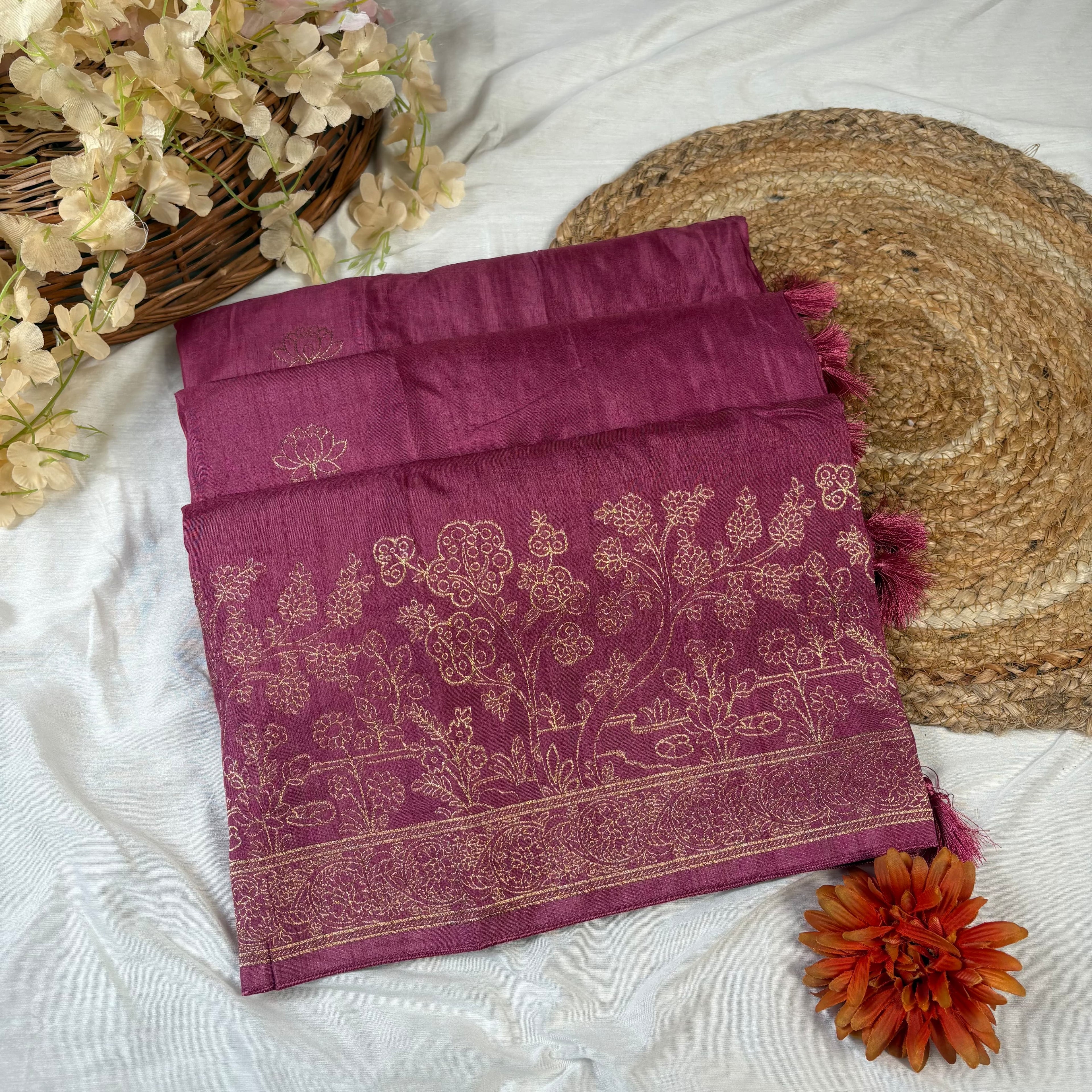 Lilac Banarasi Katan Silk Saree