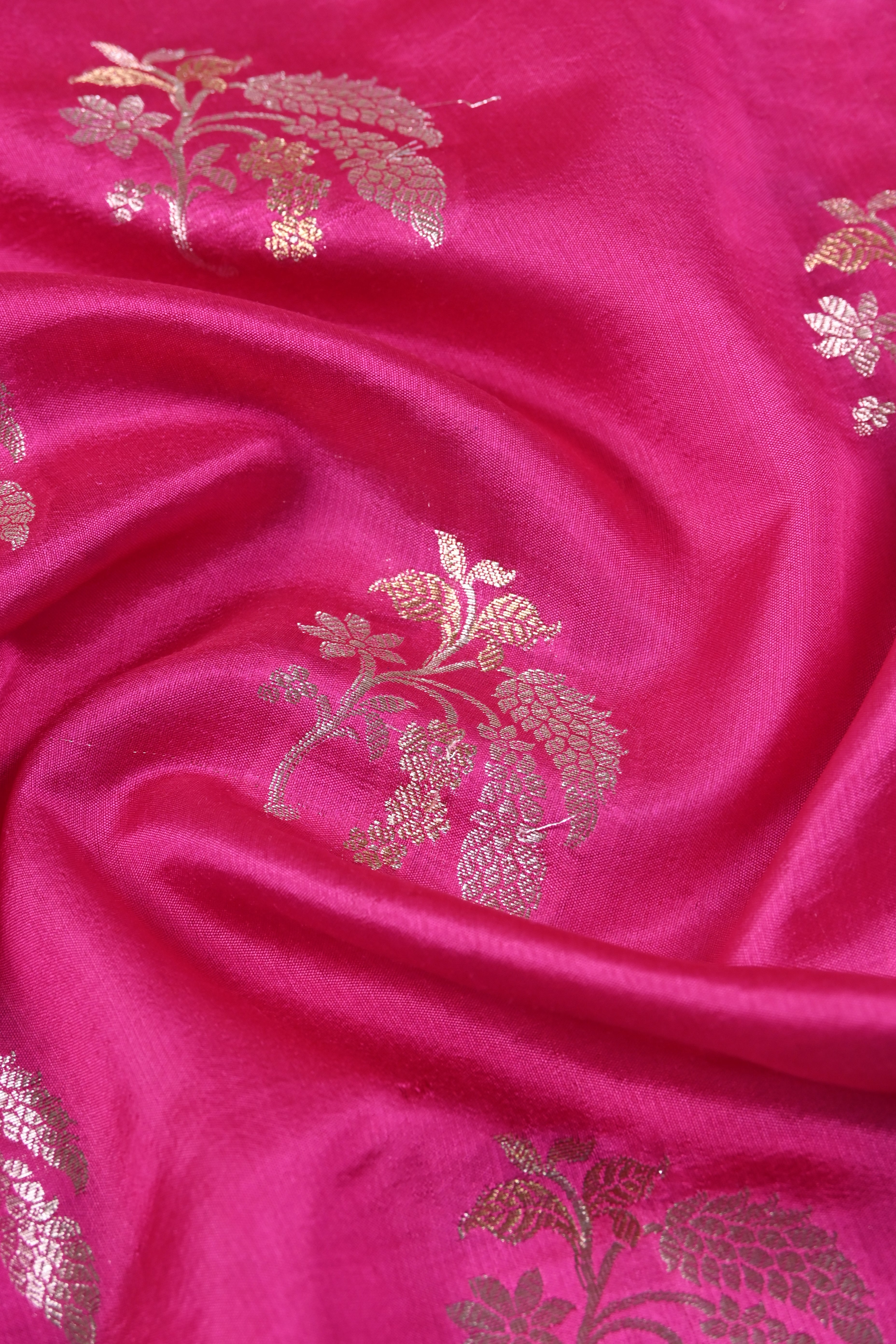 Hot Pink Pure Banarasi Katan Silk Saree