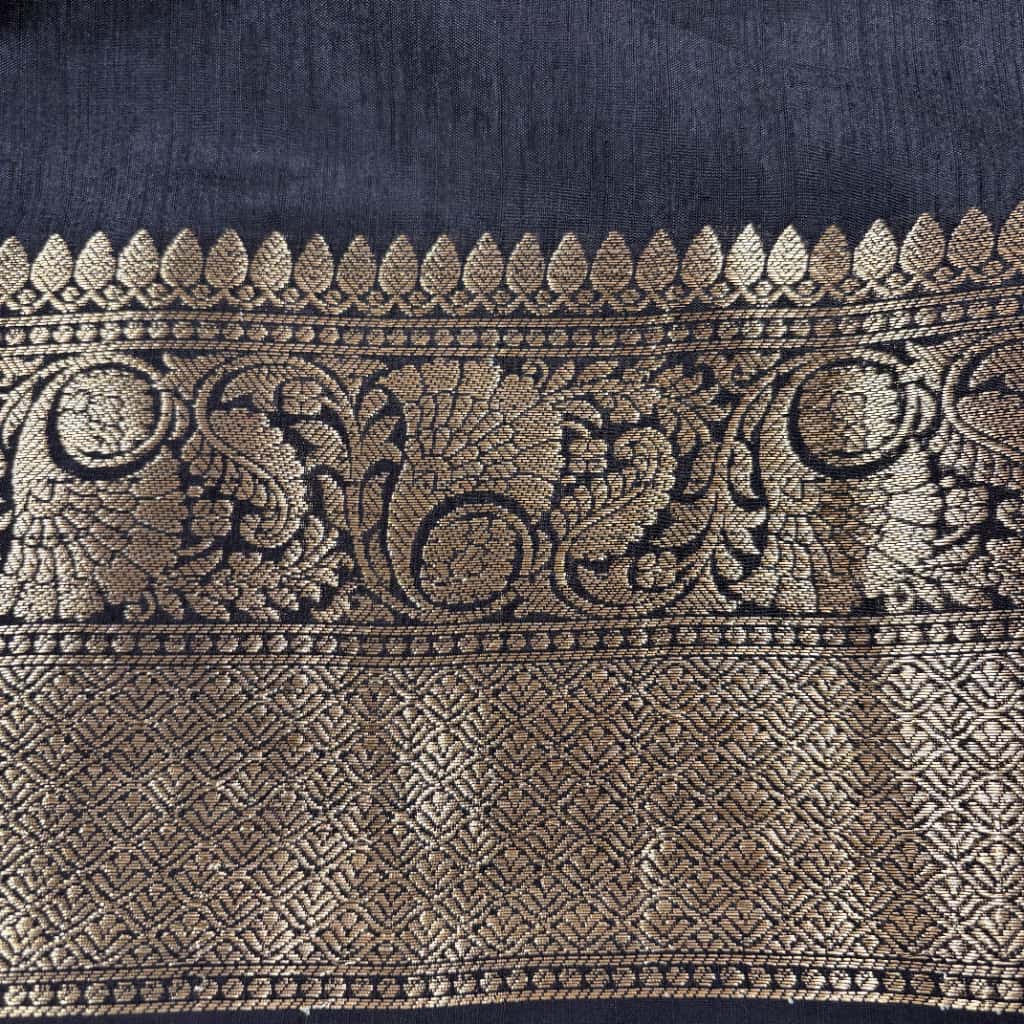 Black Banarasi Katan Chanderi Silk Saree