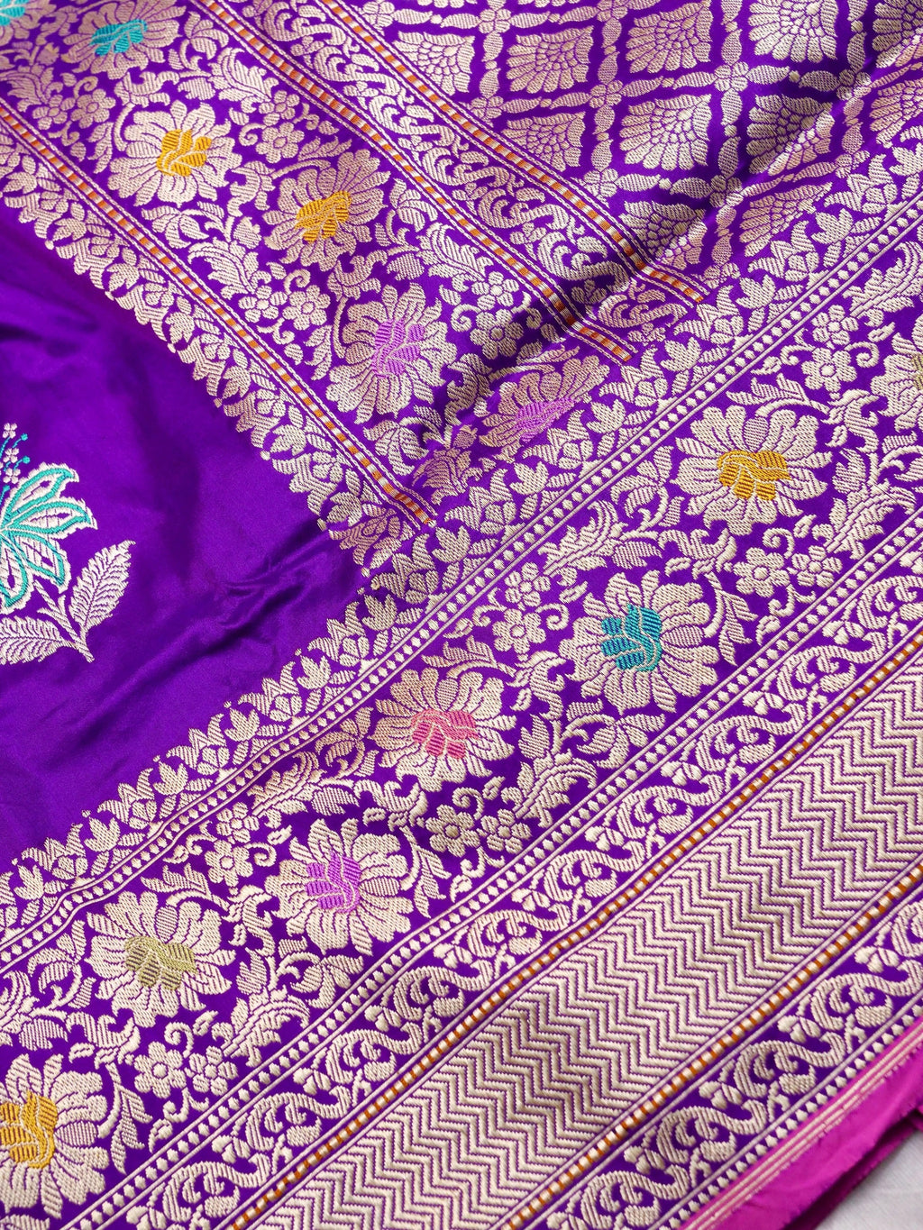 Handwoven Purple Banarasi Katan Silk Saree