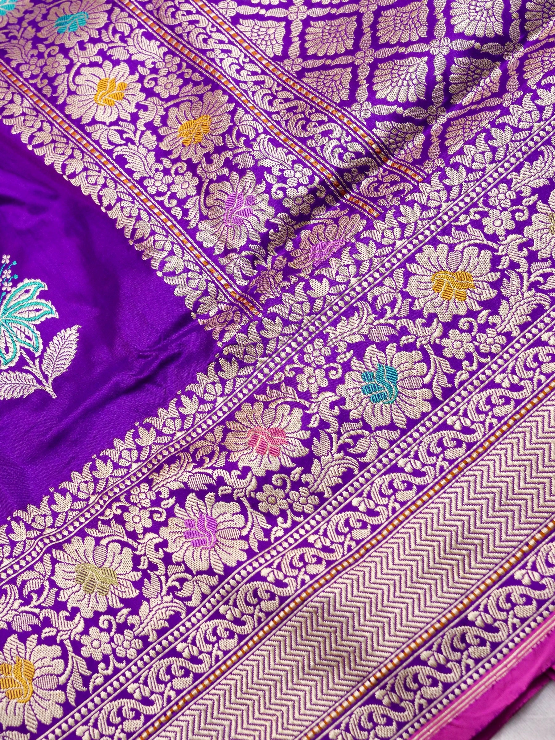 Handwoven Purple Banarasi Katan Silk Saree