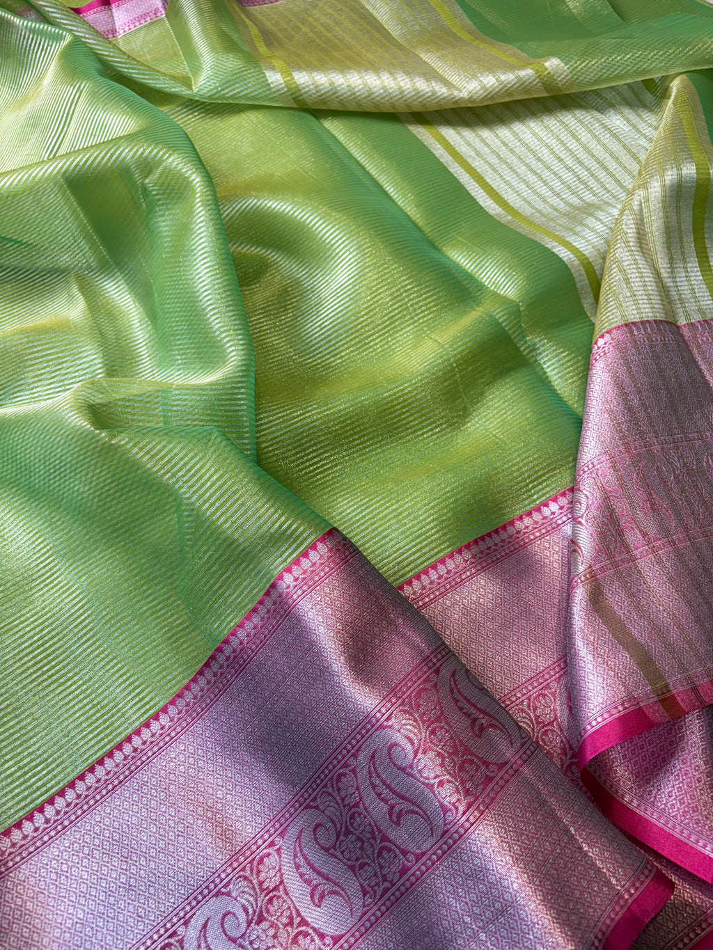 Green Banarasi Tissue Silk Saree
