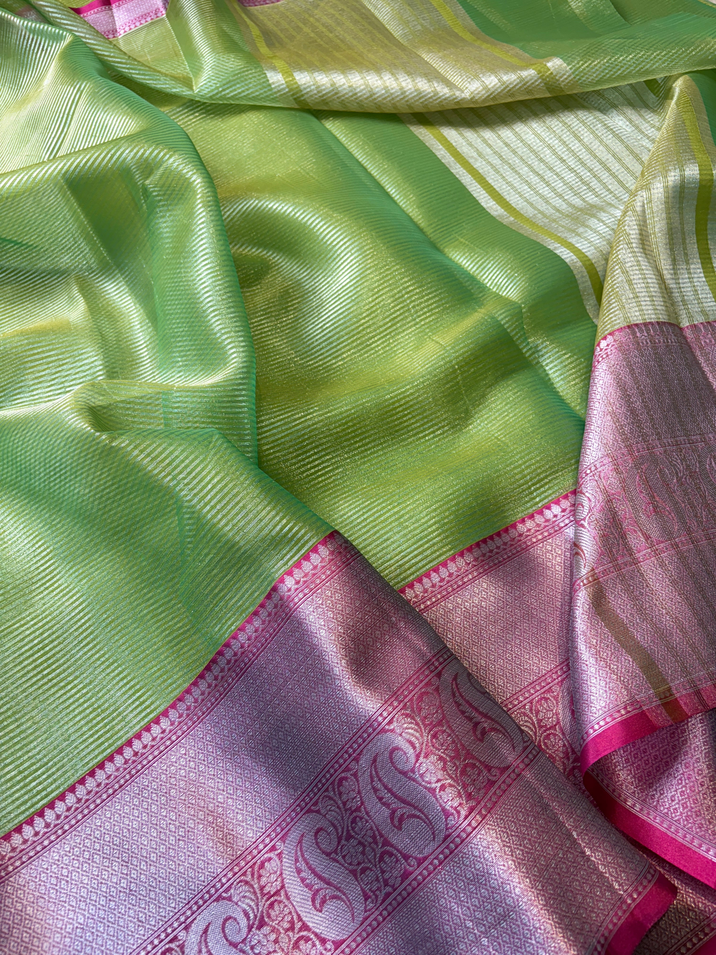 Green Banarasi Tissue Silk Saree