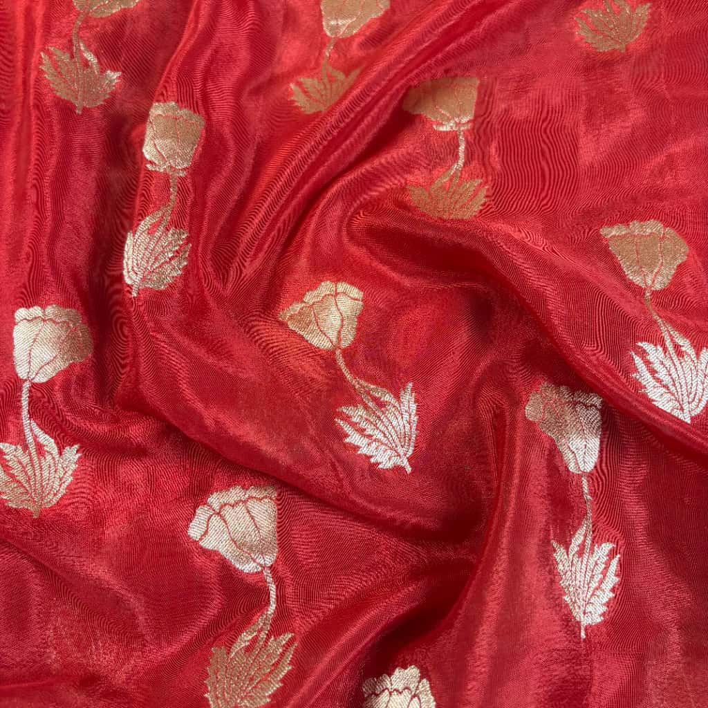 Red Banarasi Khaddi Georgette Silk Saree