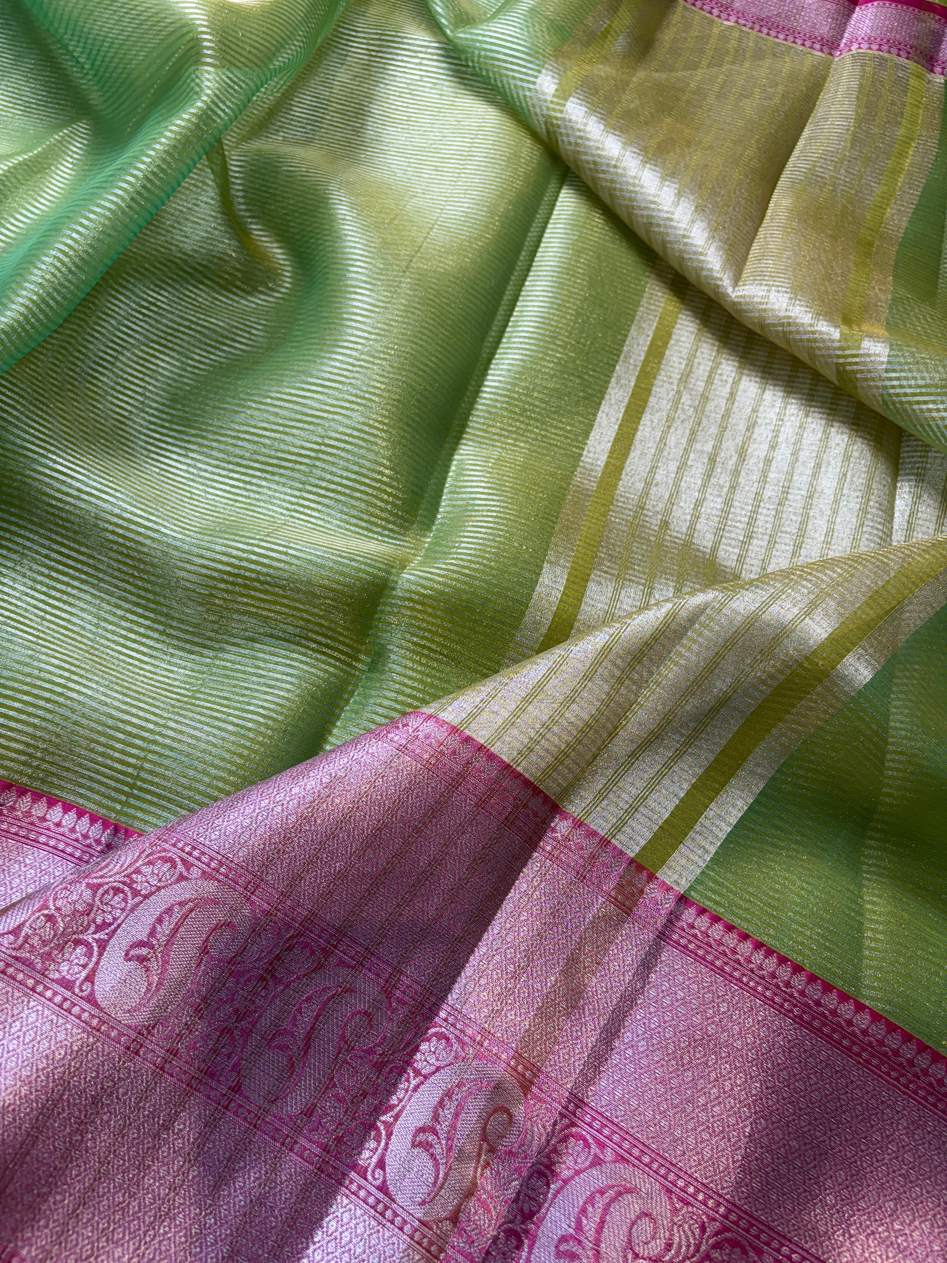Green Banarasi Tissue Silk Saree