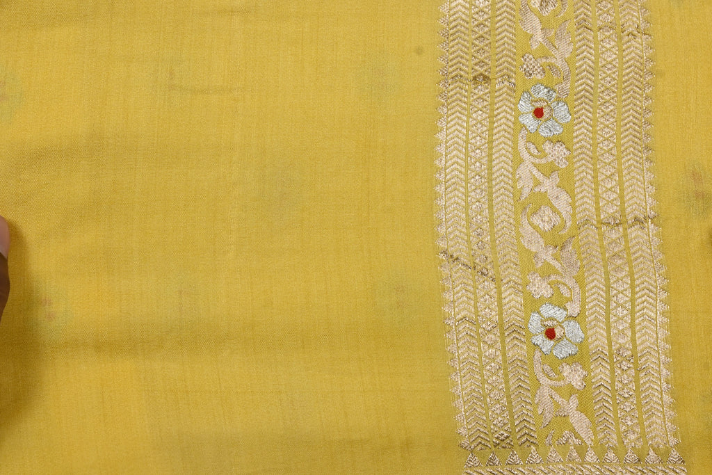 Yellow Pure Banarasi Katan Silk Saree