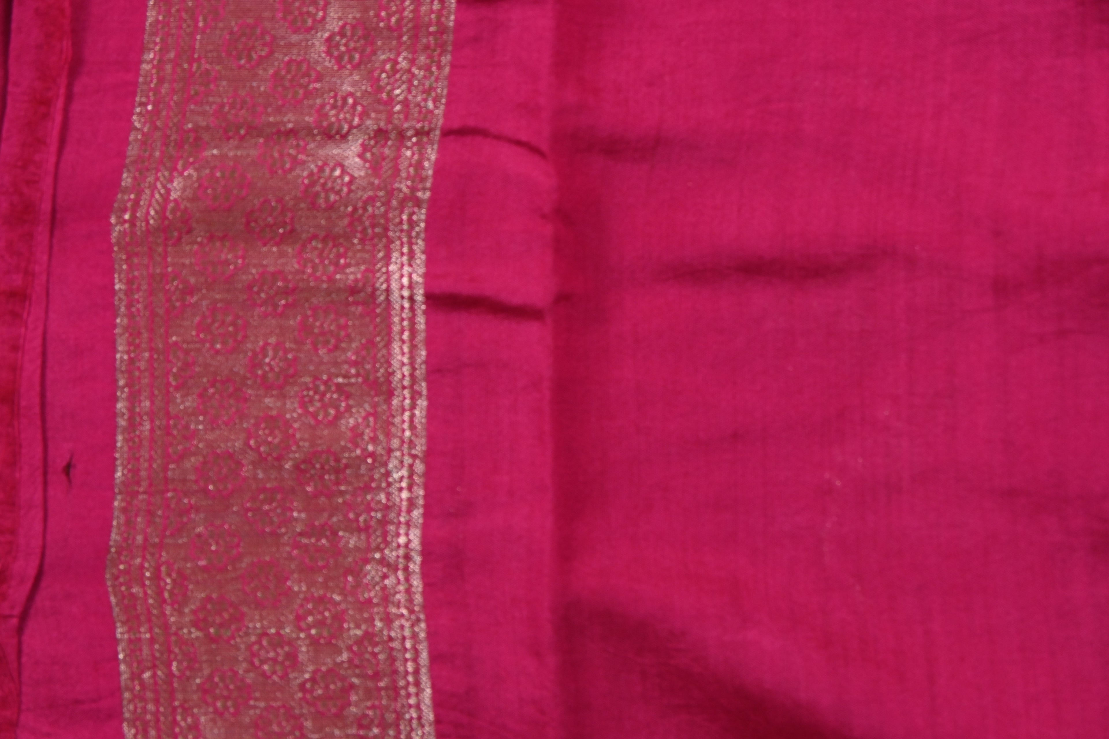 Hot Pink Pure Banarasi Moonga Silk Saree