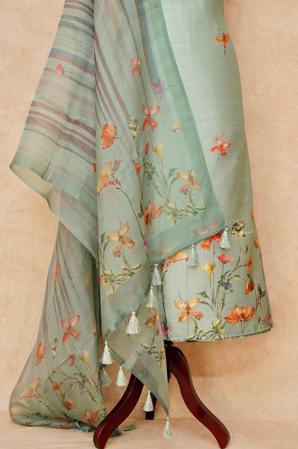 Handwoven Sea Green Banarasi Chiniya Silk Suit