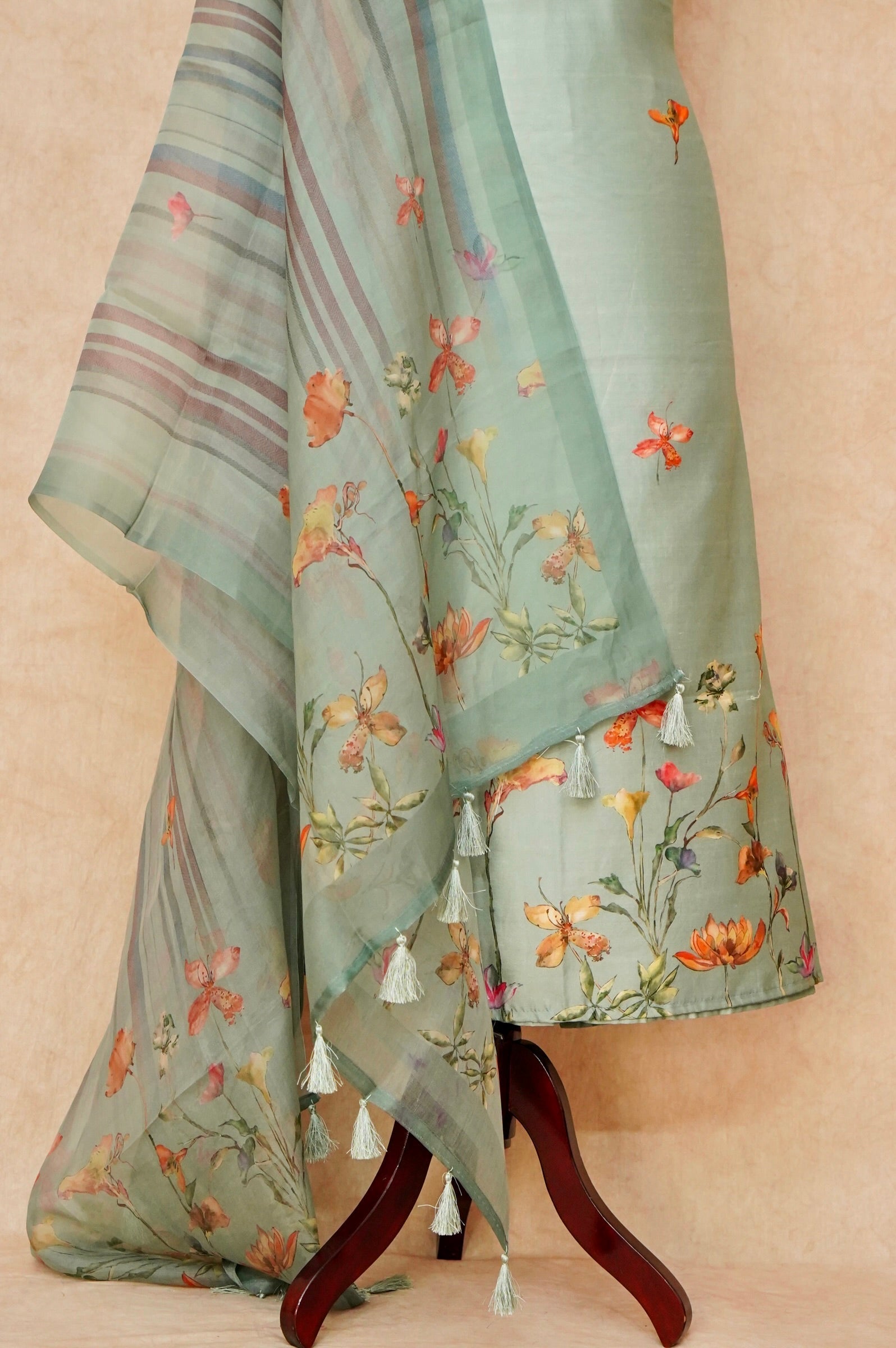 Handwoven Sea Green Banarasi Chiniya Silk Suit