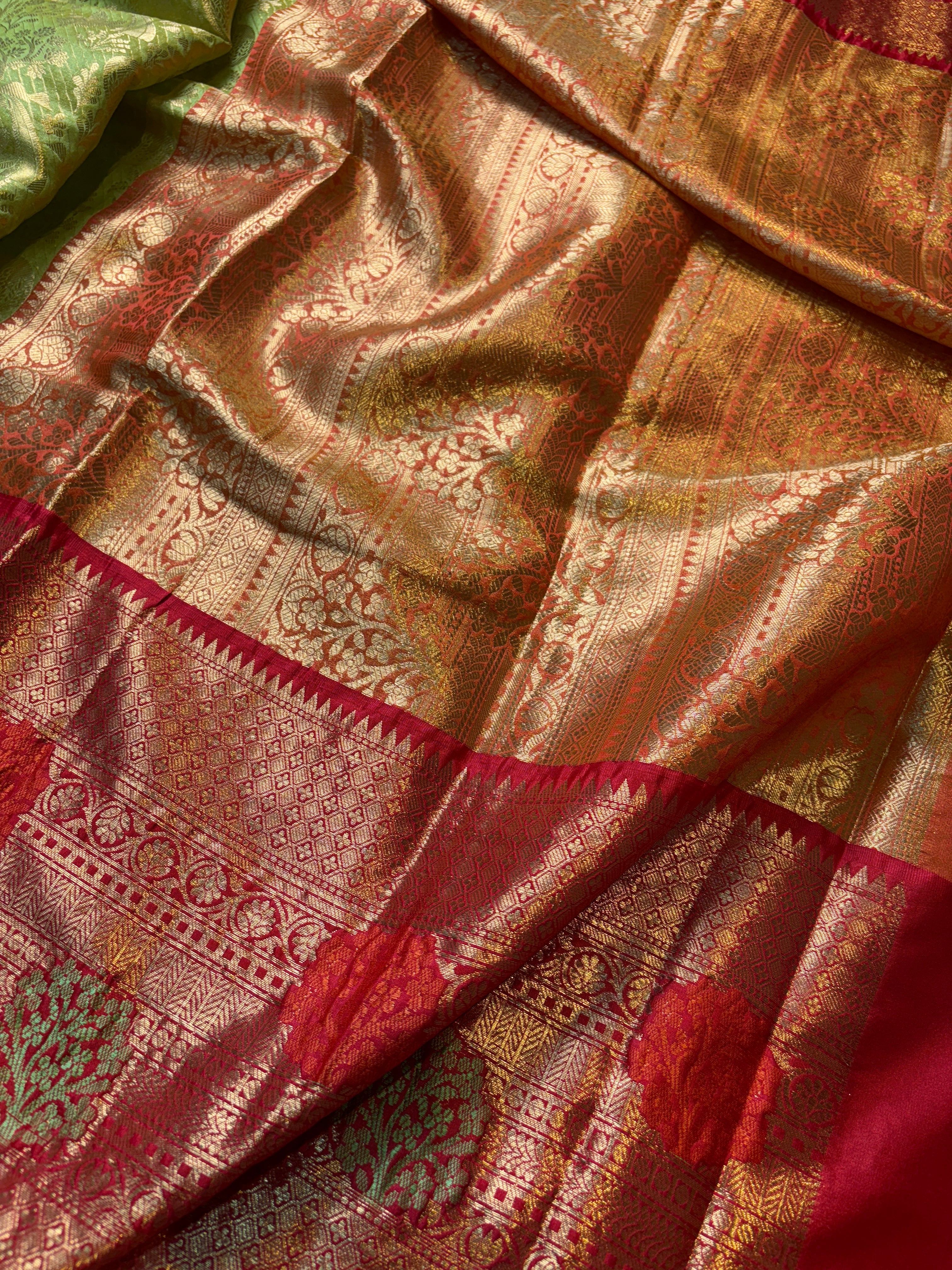 Contrast Banarasi Fancy Katan Brocade Meena Saree