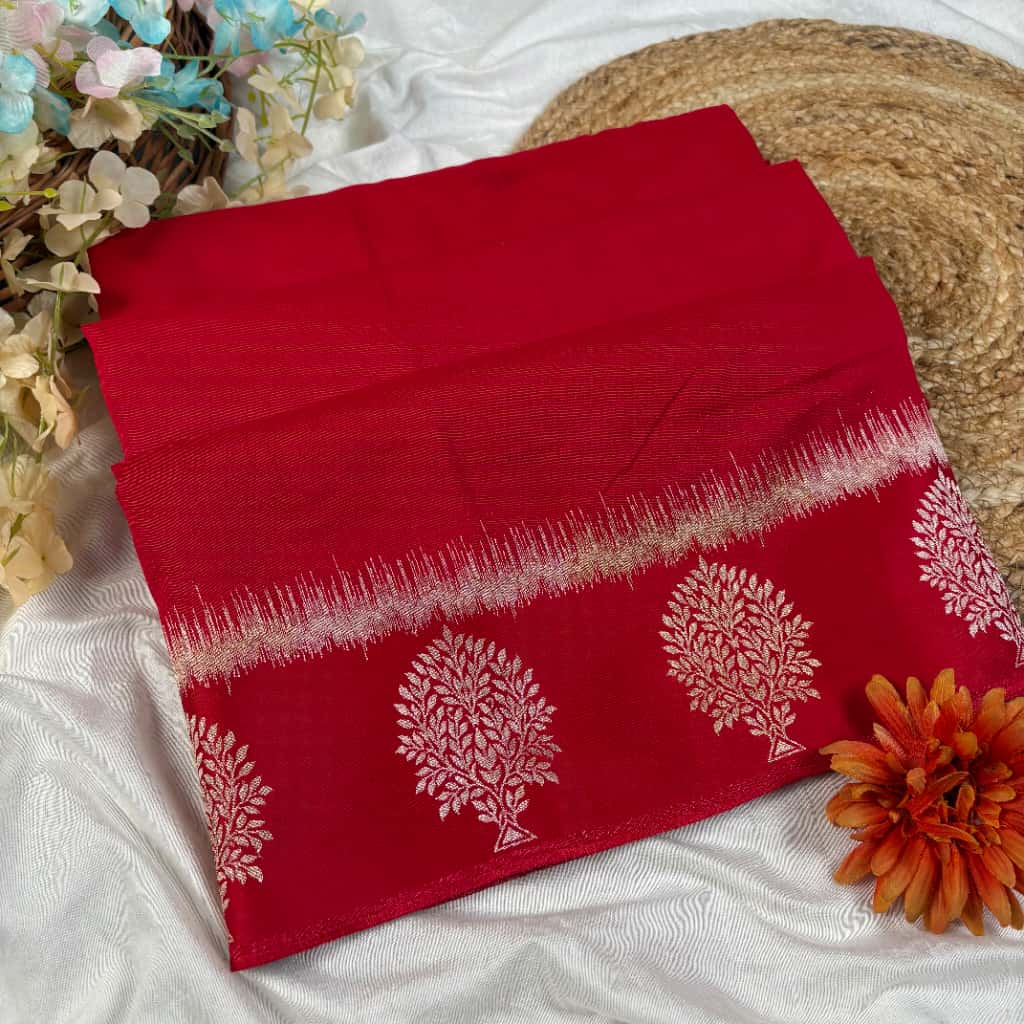 Red Banarasi Katan Silk Saree