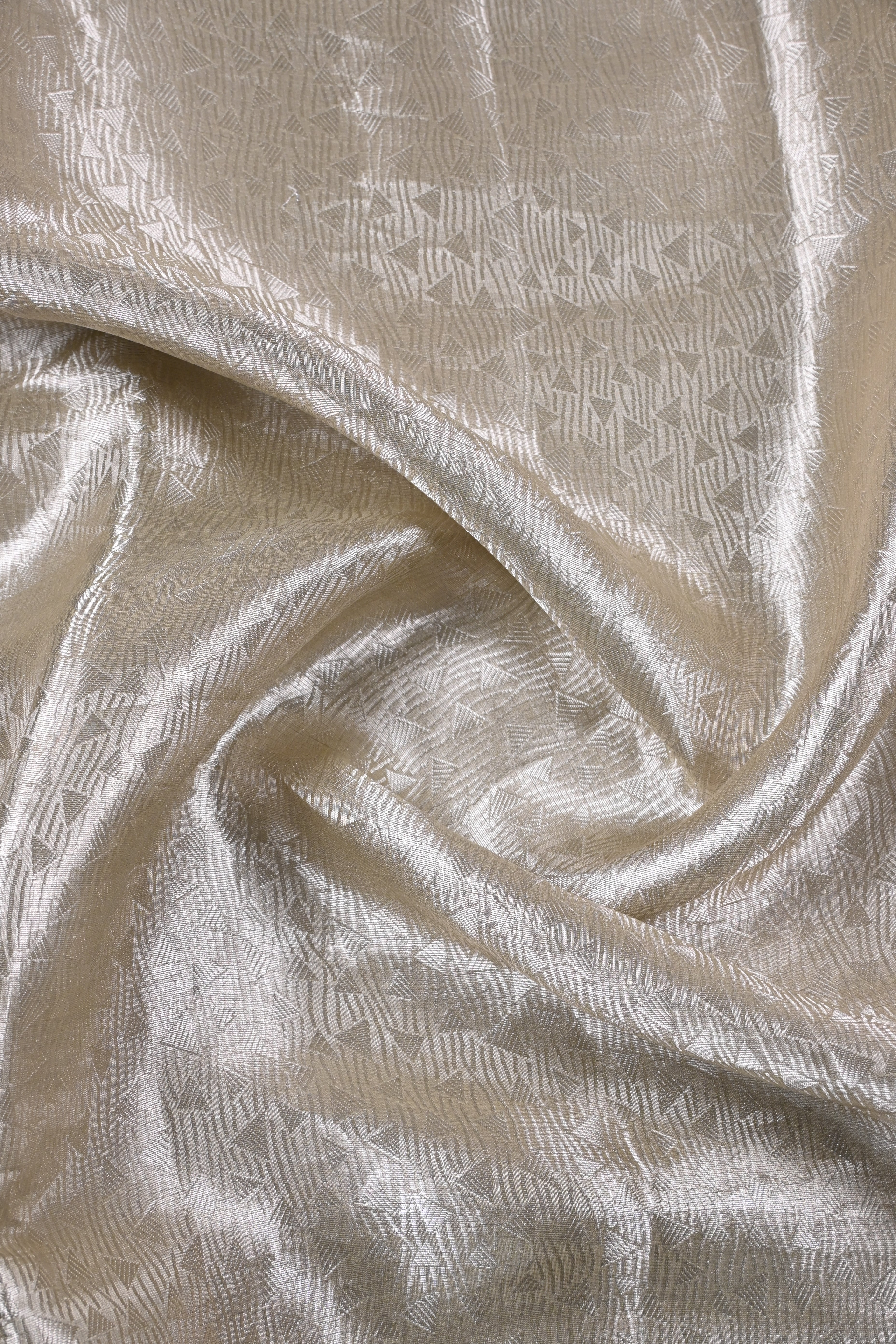 Baby Beige Pure Banarasi Molten Tissue Silk Saree