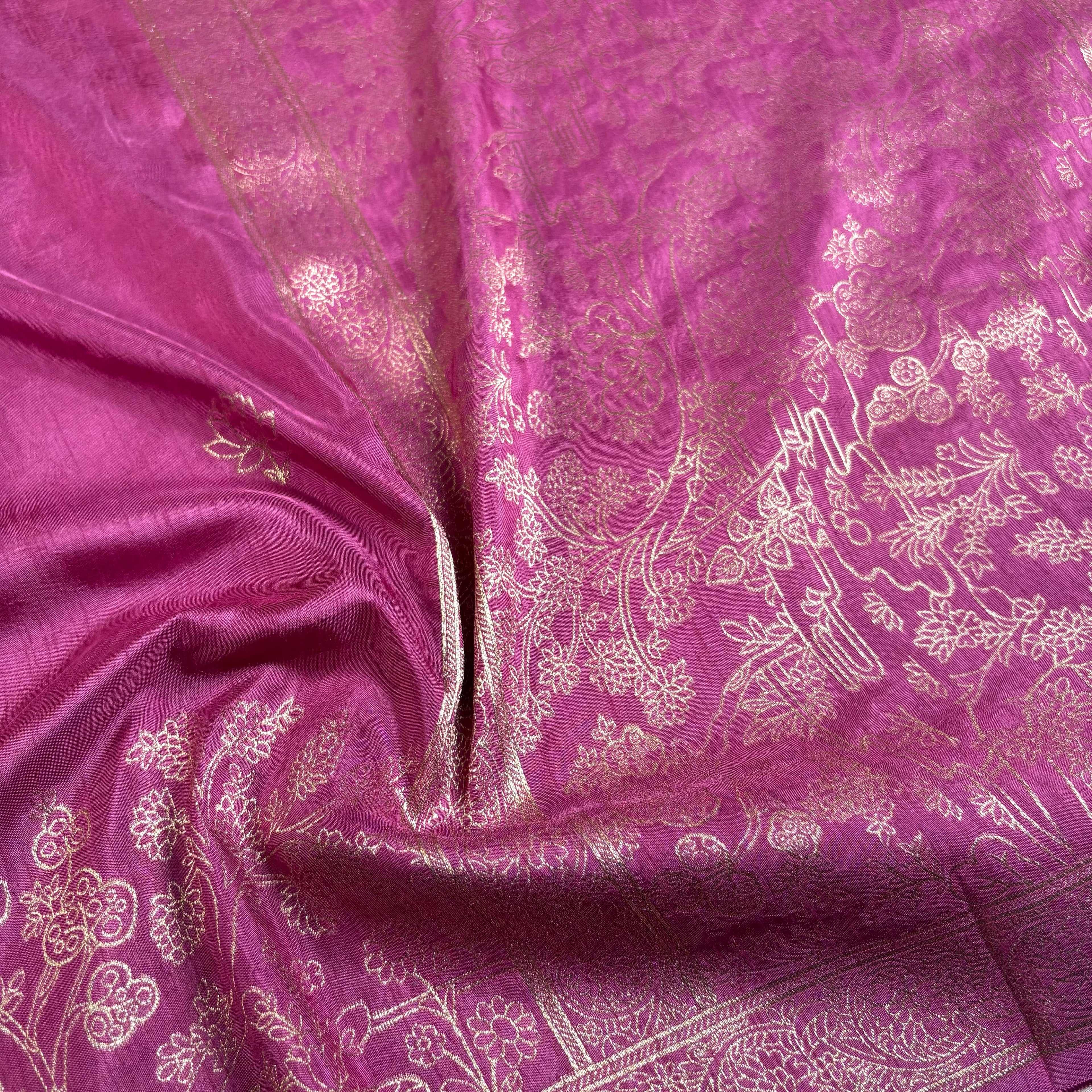 Lilac Banarasi Katan Silk Saree