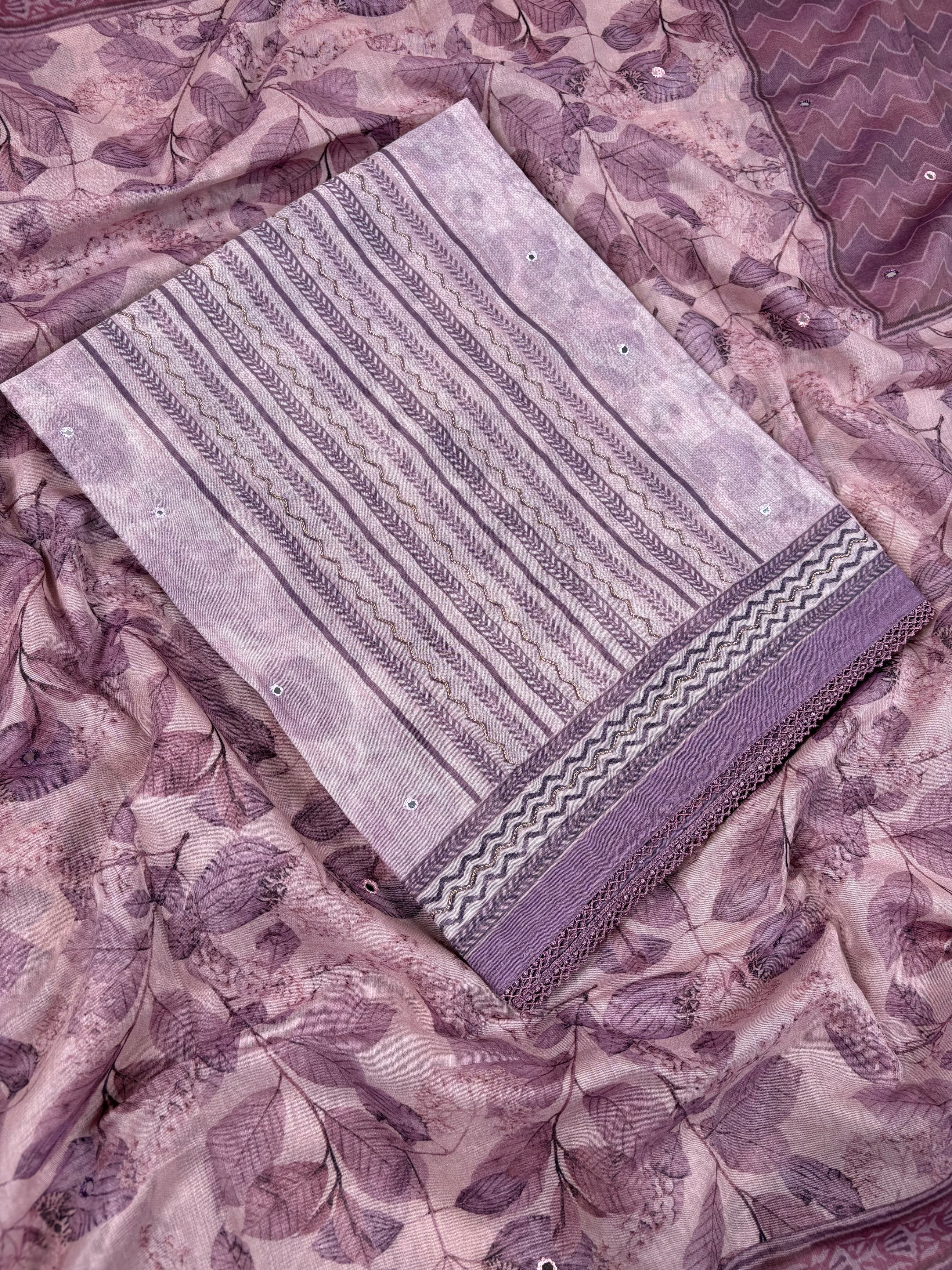 Lavender Banarasi Pure Mul-Mul Suit