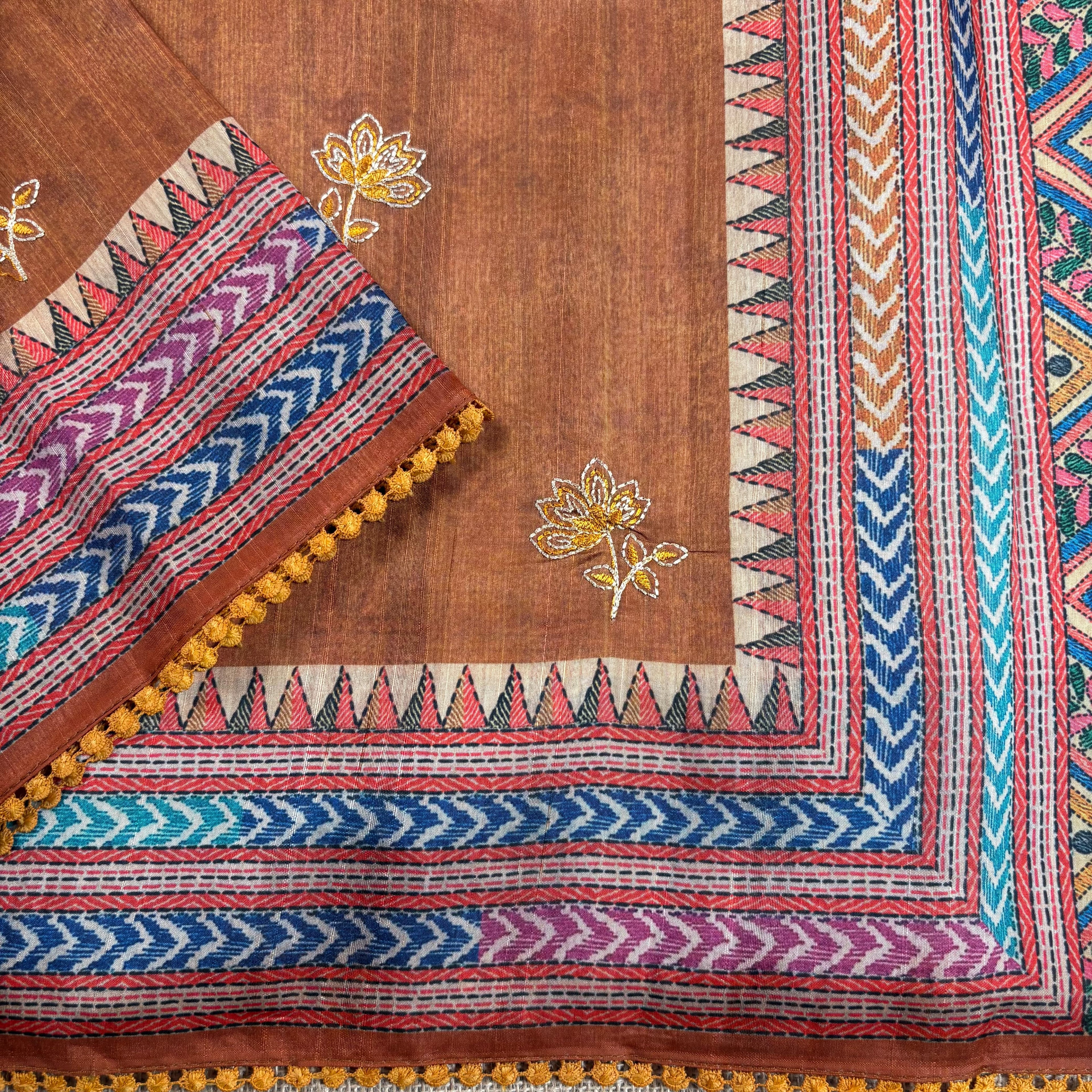 Chocolate Brown Banarasi Tussar Matka