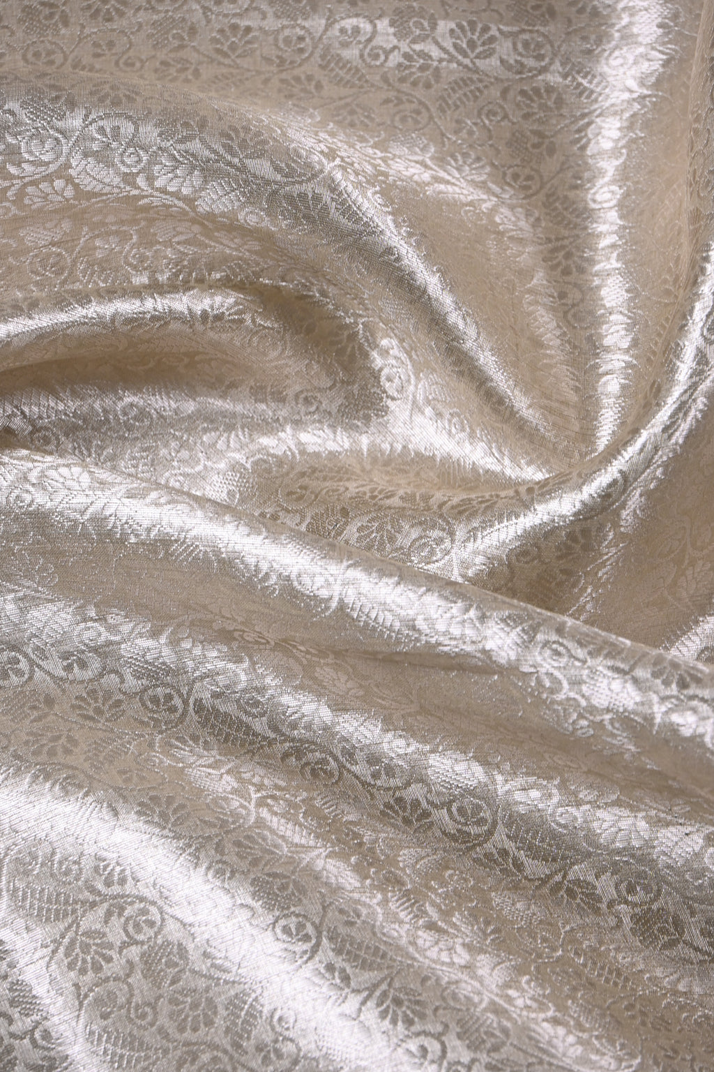 Baby Beige Pure Banarasi Molten Tissue Silk Saree