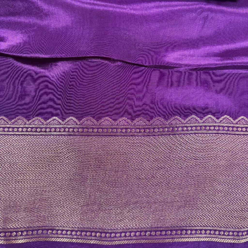 Lilac Banarasi Mashru Satin Silk Saree