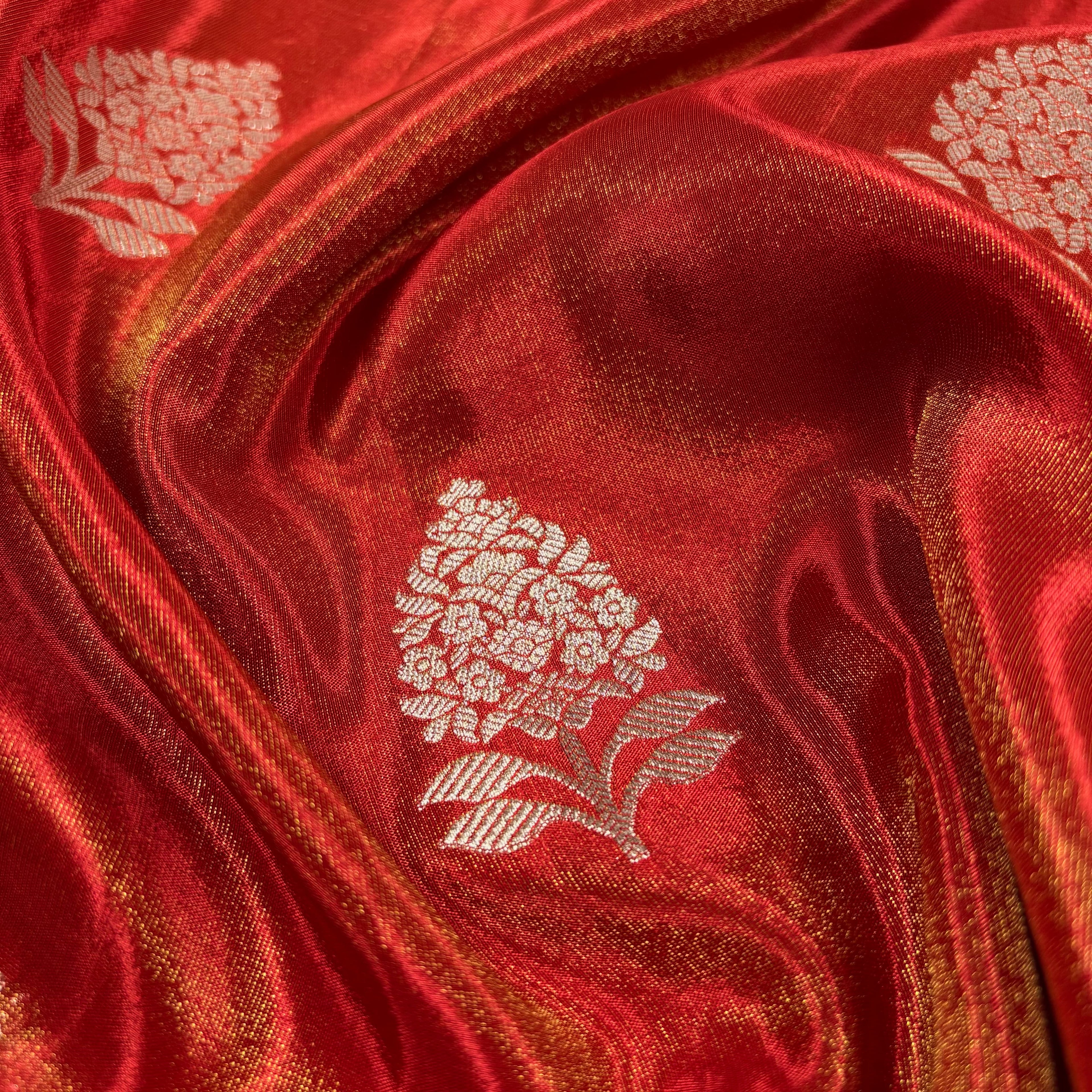 Red Banarasi Tissue Silk Saree
